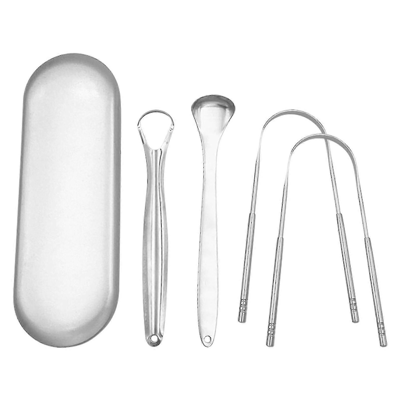 4pcs/set U Shape With Case For Adults Kids Stainless Steel Tongue Scraper Smooth