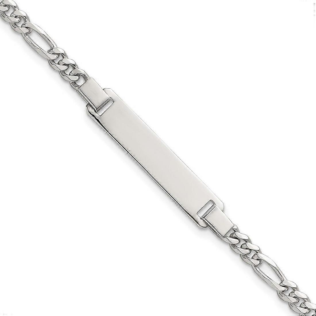 3.6mm 925 Sterling Silver Polished Figaro Link With 1 Inch Extension ID Bracelet 6.25 Inch Identification-Bracelet