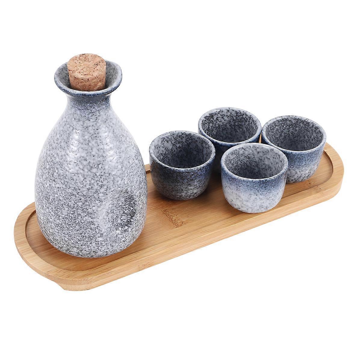 1 Set Japanese Style Ceramics Sake Cup Sake Pot Retro Sake Set