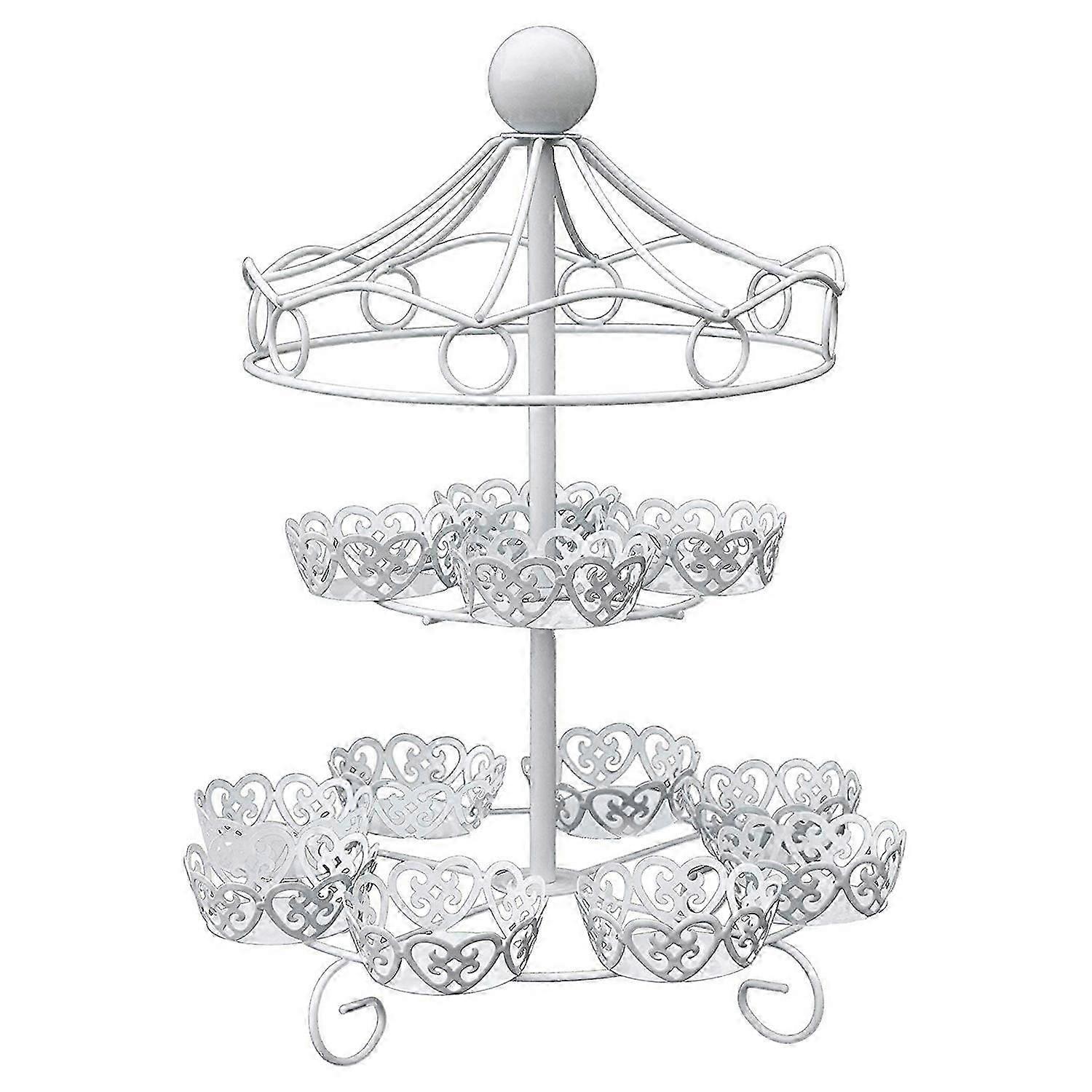 2 Layer-12 Count Carousel Cupcake Stand Holder Display Wedding Cake Cup Display Stand
