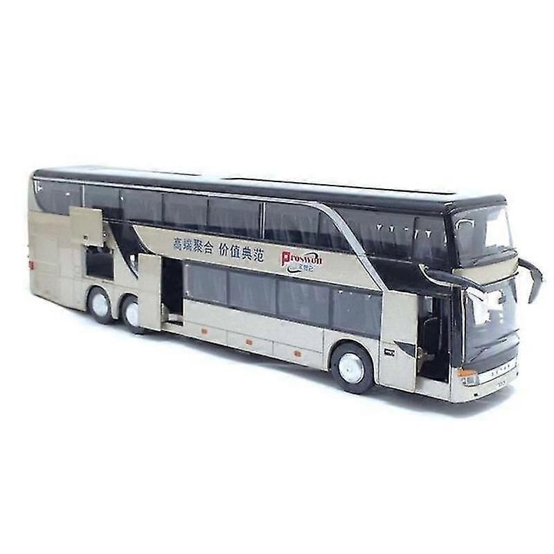 Lebanghui Alloy Pull Back Bus Model High Imitation Double Sightseeing Flash Toy Vehicle Gold