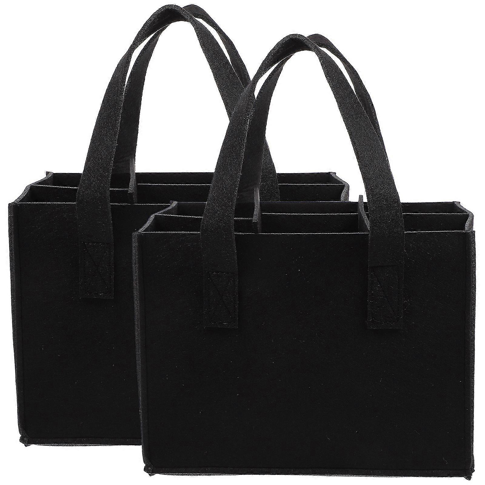 2Pcs Bottle Carrier Bag Portable 6 Compartments Wine Storage Tote Bag Champagne Bag