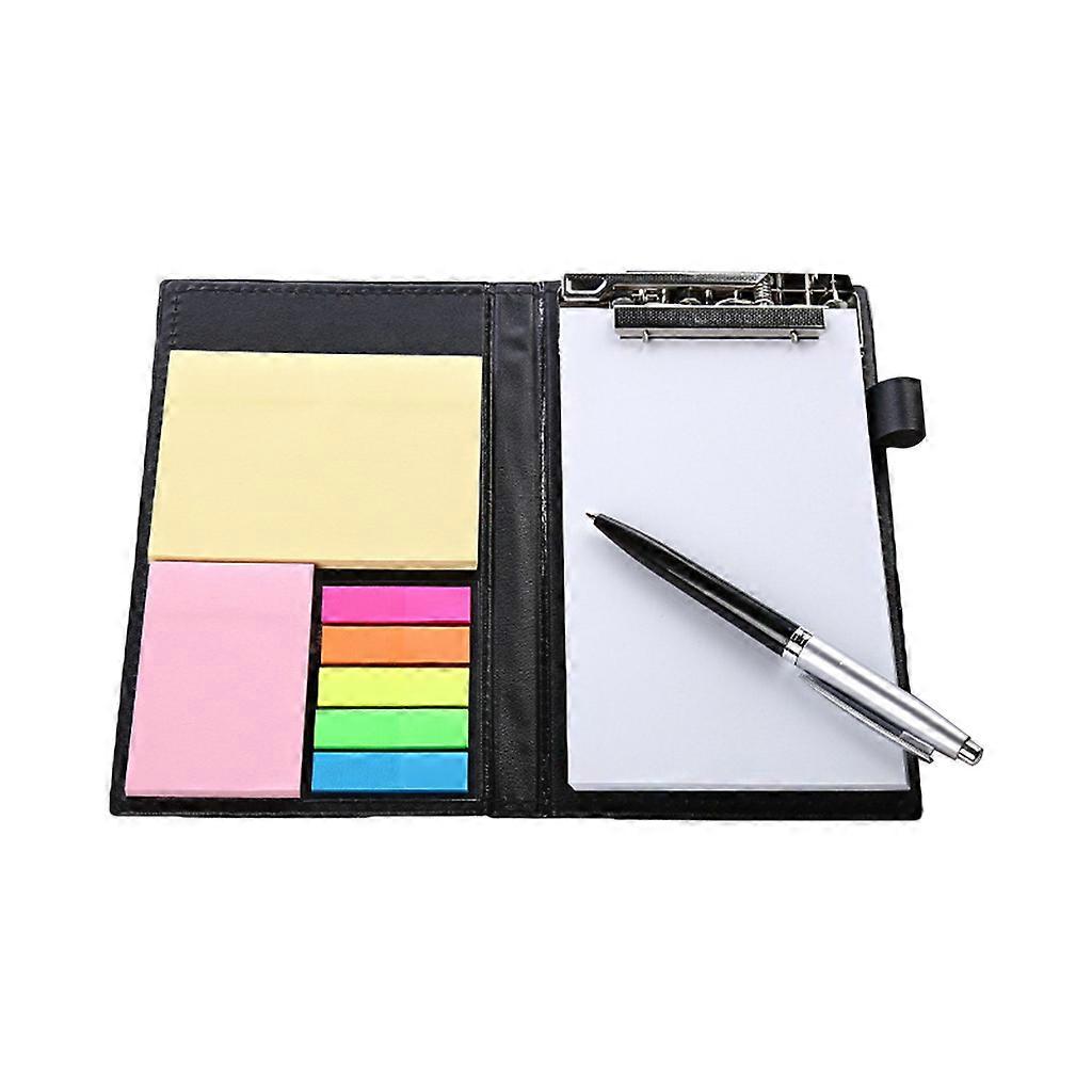 for Creative Sticky Notes Notepad Stationery Leather Diary Notebook with Pen Off Black