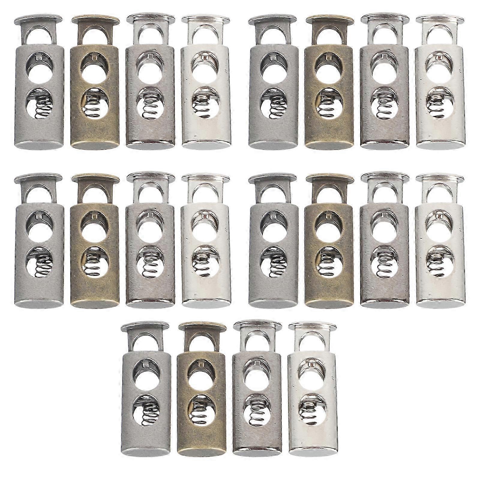 20 Pcs Metal Cord Locks Spring Toggle Drawstring Stoppers 2.6x0.9cm