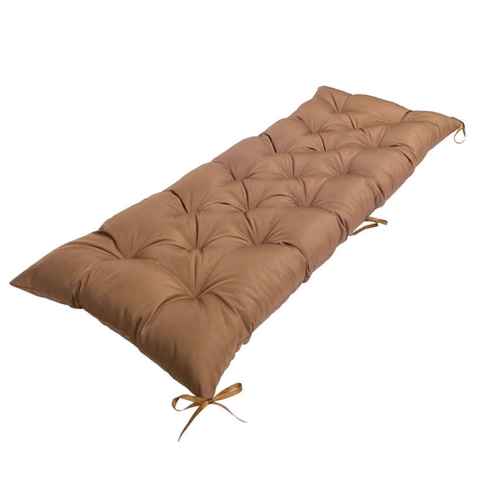 cushion for garden bench, 2/3seater, with fastening straps, for indoor faux furniture, terrace, dining bench, light curry, 100 x 50 x 8 cm