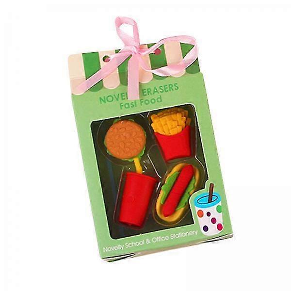 2-6pack 4Pcs Cartoon Mini Eraser Unique Creative Dessert Erasers for Office