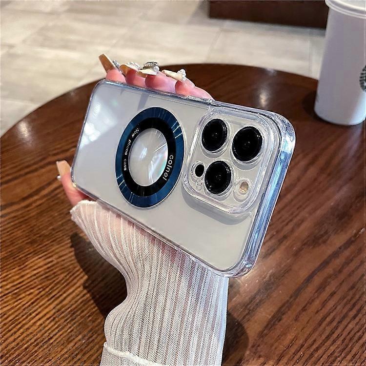 Compatible For iPhone 15 Pro Magnetic Case Clear Back Phone Cover TPU + PC with Ring Logo View