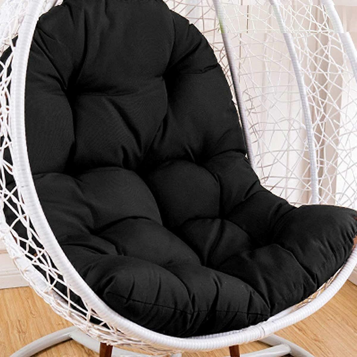 swing chair cushion with thick padding, antifouling, durable, black, outdoor.