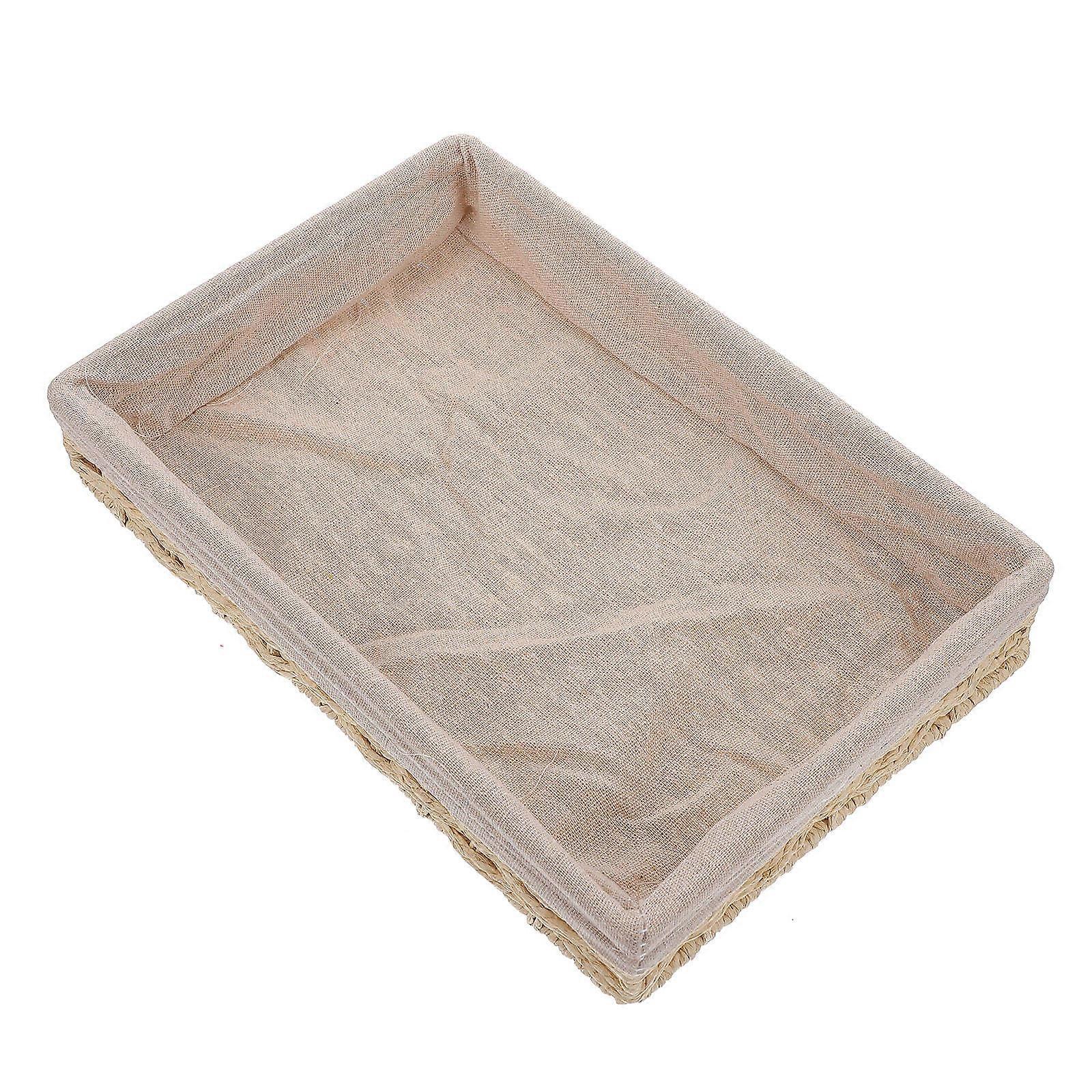 Natural Rattan Desktop Storage Basket – Handwoven Beige Organizer for Keys, Cosmetics, Snacks – Household Storage Box