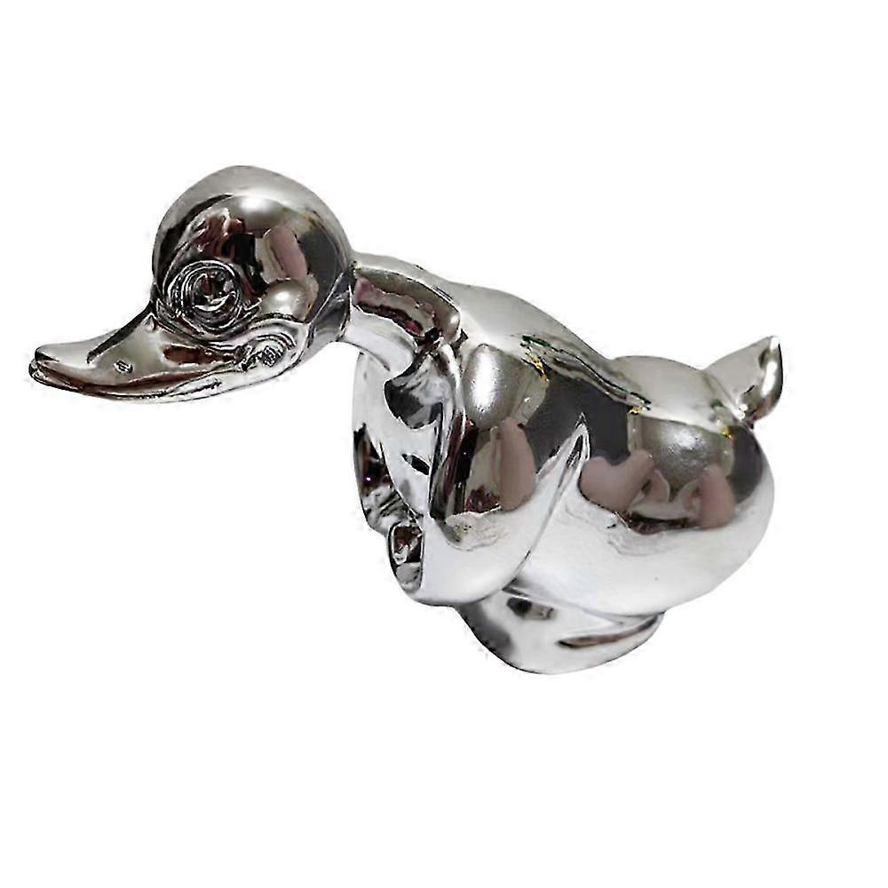 Decorazione per cofano in metallo cromato "Angry Duck", accessorio per auto e scrivania in argento