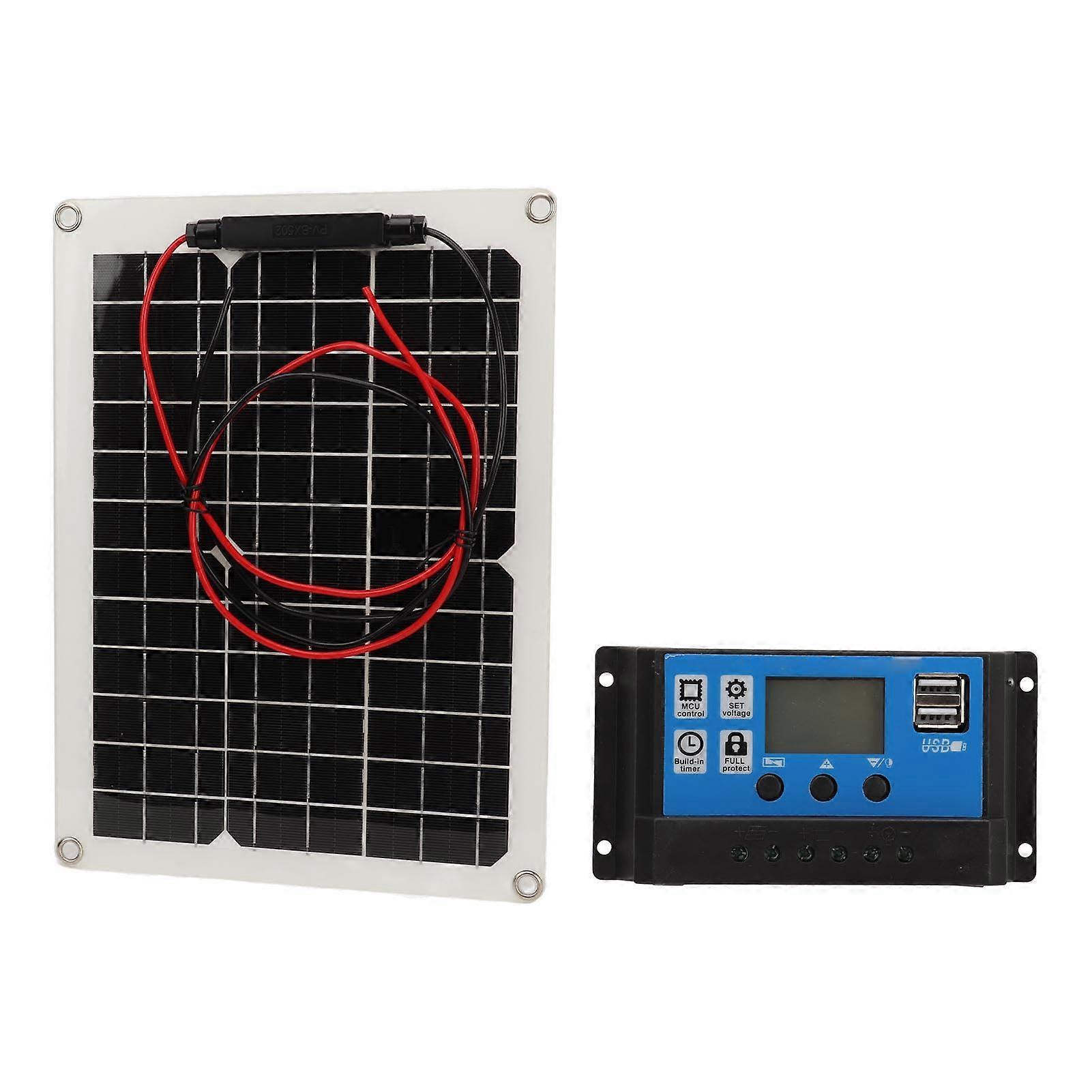 15W 28x38cm Solar Panel Kit 12/24V 50A IP67 Charger Controller