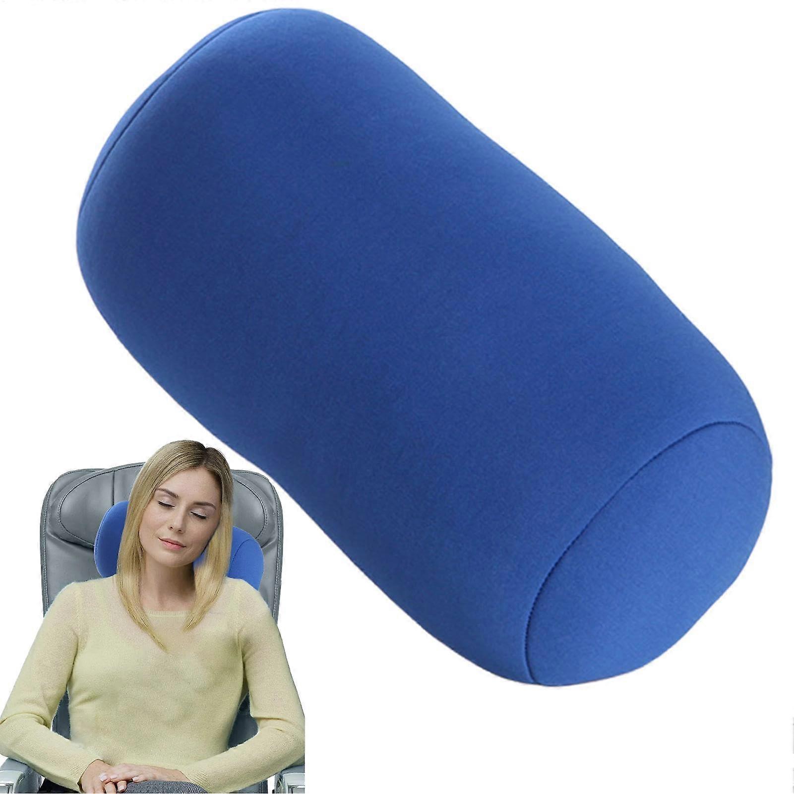 Neck Roll Pillow For Neck Support With Tube Micro Beads, Back Cushion, Blue