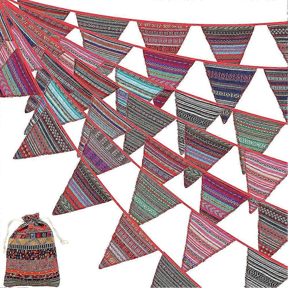Boho Bunting Vintage Colourful Triangular Flags Garland for Wedding Party 5M