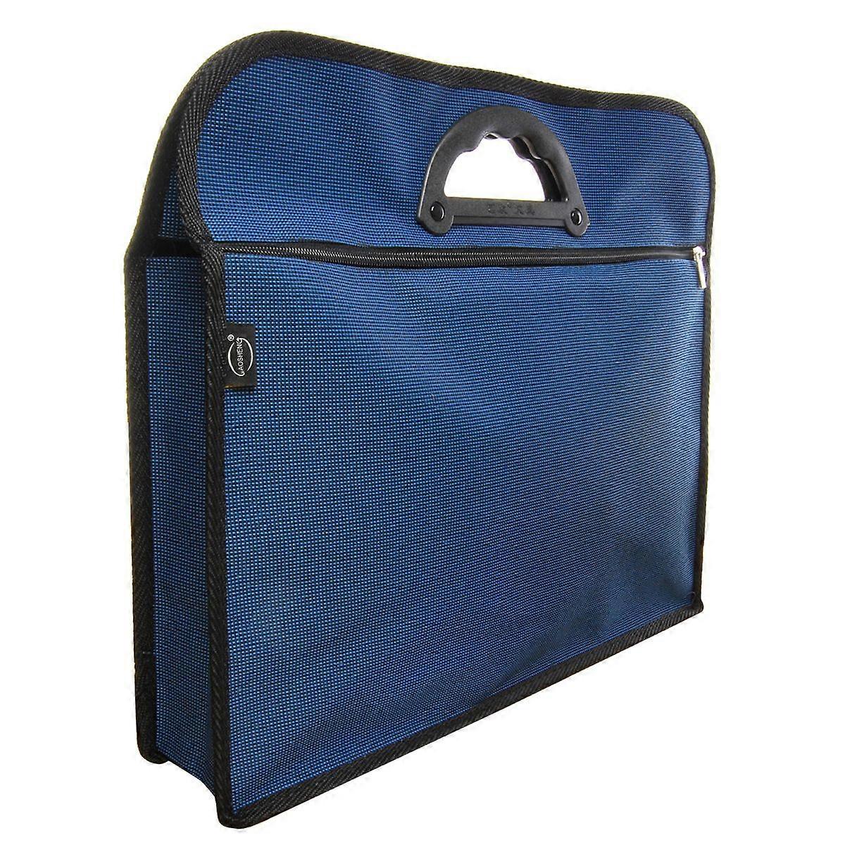 Portable Waterproof Double-layer Oxford Fabric Documents Pouch Bag File Bag Zipper Tote Bag Organizer (Dark Blue)