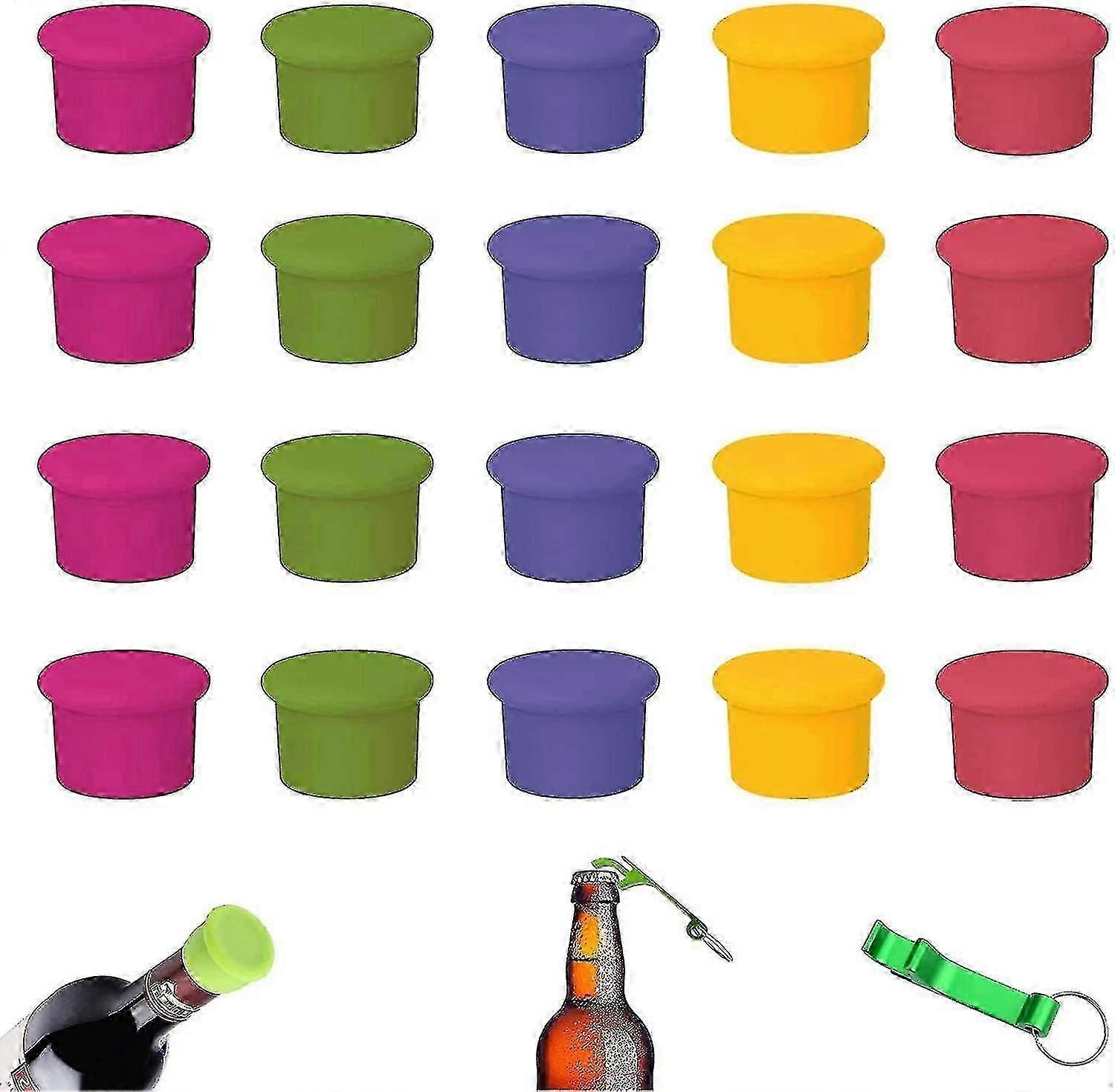 20 Pieces Bottle Stopper, Reusable Silicone Stopper, For Wine, Beer, Champagne