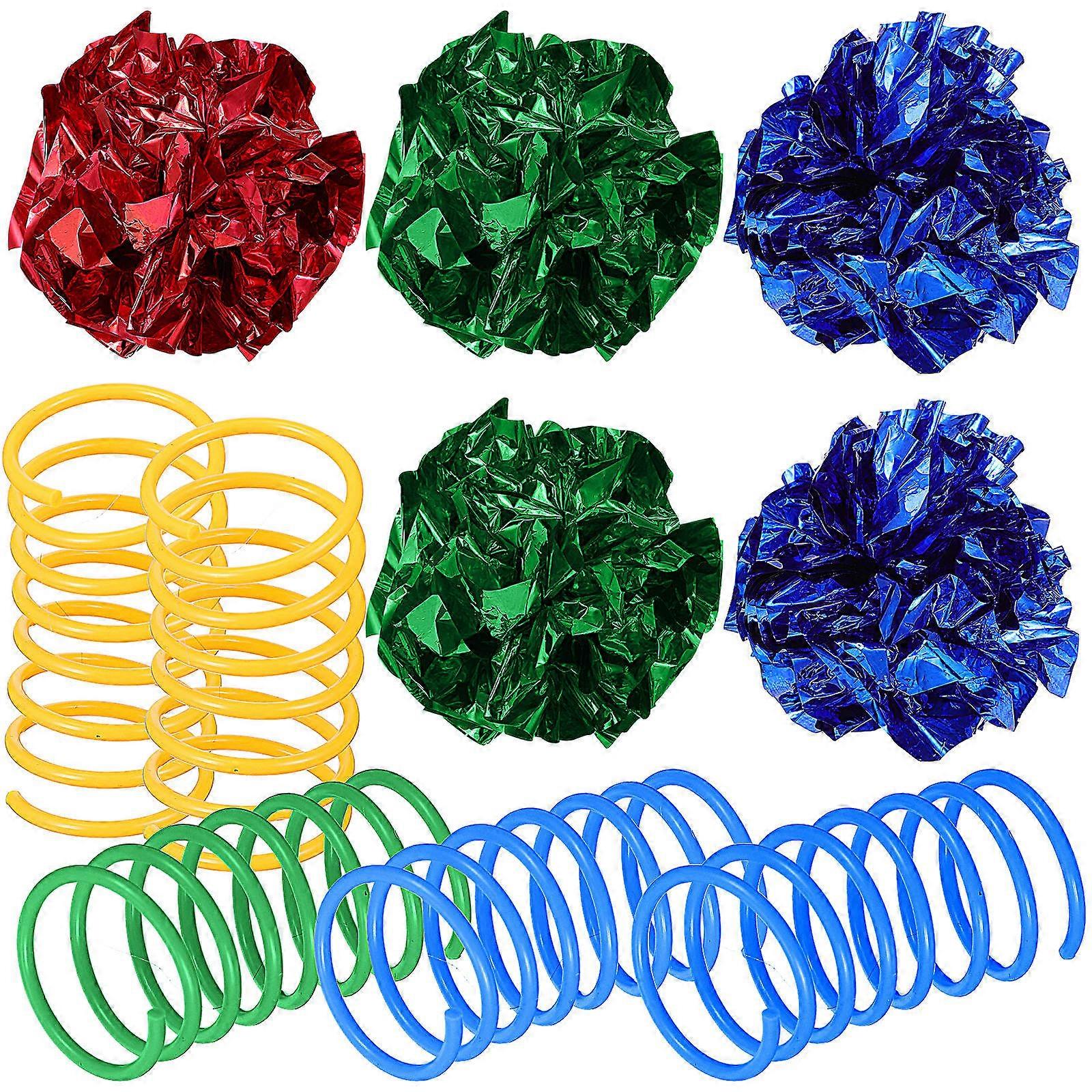 Interactive Cat Playthings Set with Colorful Crinkle Balls and Spring for Indoor Cats – Promotes Exercise and Combats Boredom