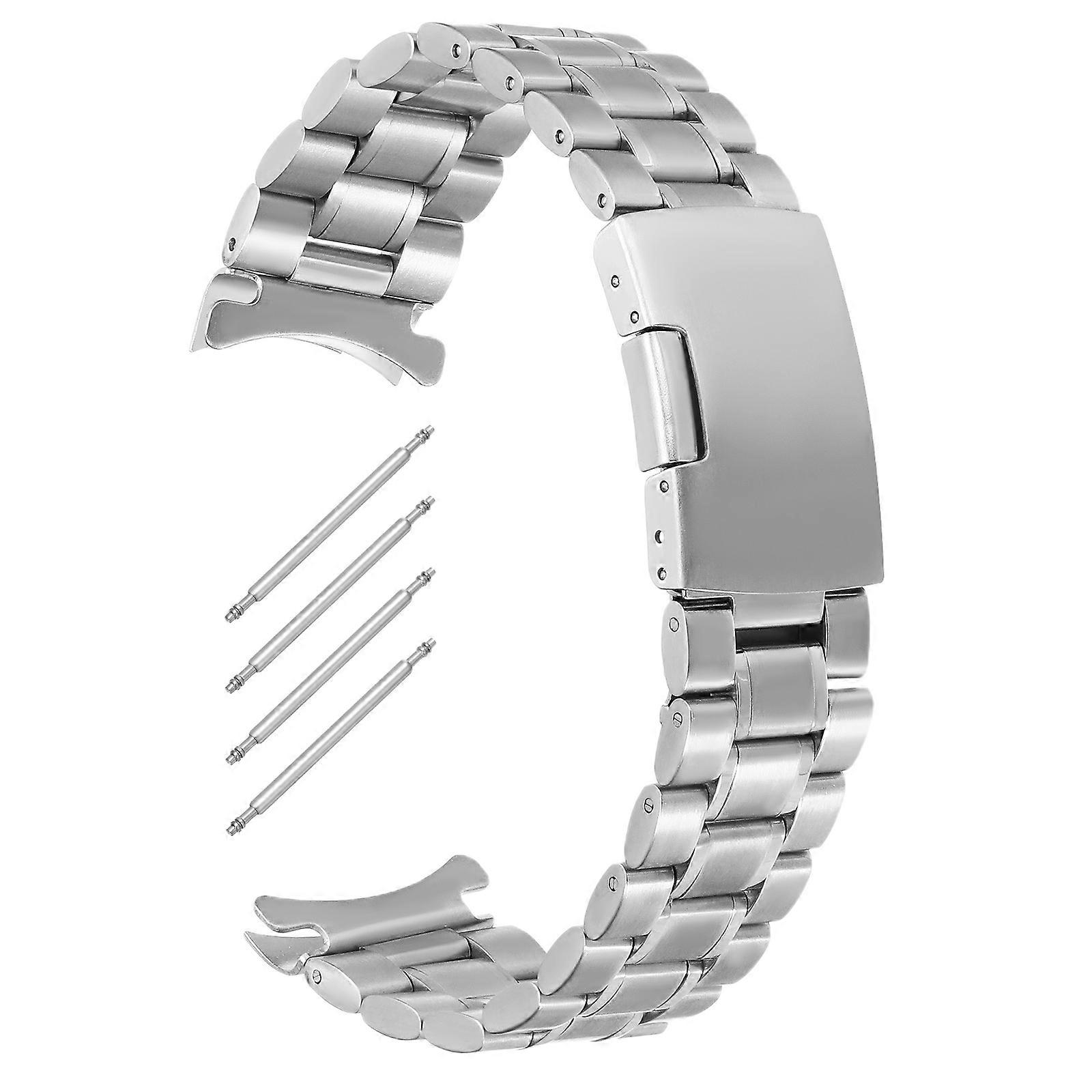 Link Watch Strap Curved End Watch Band Stainless Steel Daily Use 22mm Width 1Set