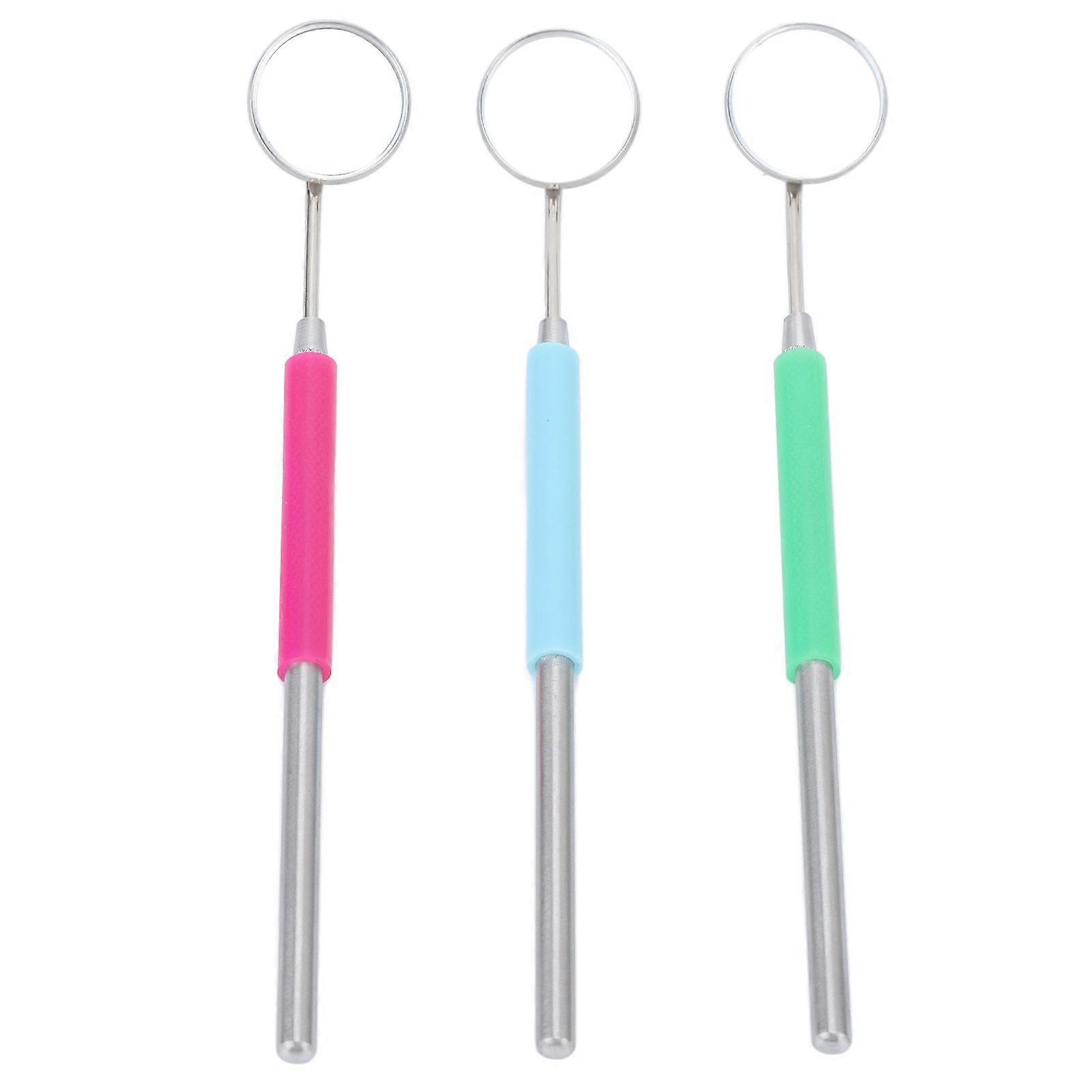 2025 Latest Model 3pcs Eyelash Extension Mirror Compact Extended Handle Lightw...