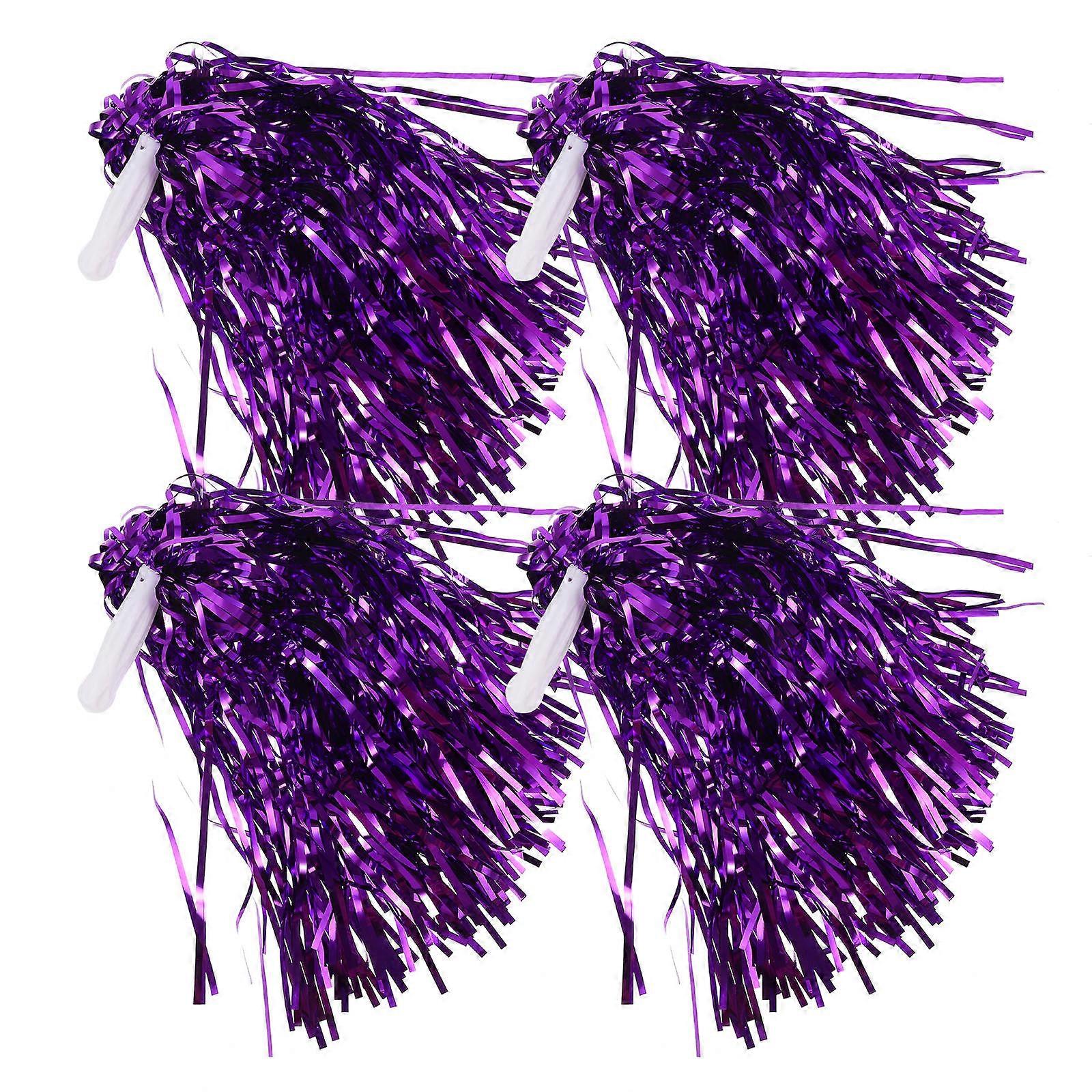 Sports Game Cheer Accessory Cheerleading Poms Purple Round Shape For Cheering 10Pcs