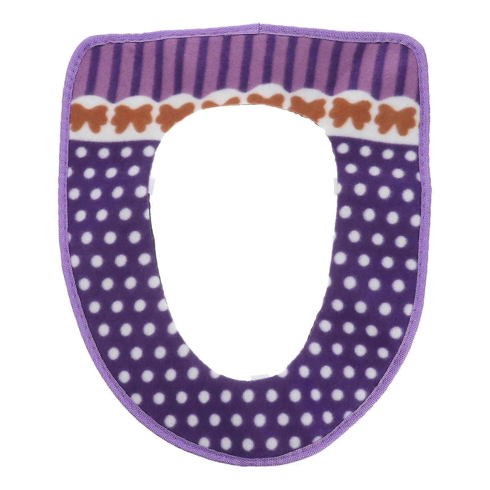 Toilet Seat Cover Pad Warm Washable Lint Purple Home Use 1Pack
