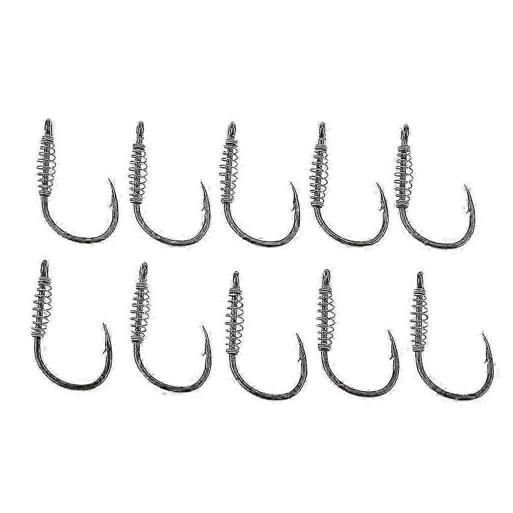 10pcs Spring Barbed Fishing Hooks With Hole Carp Jig Fishhook Hook Size 15