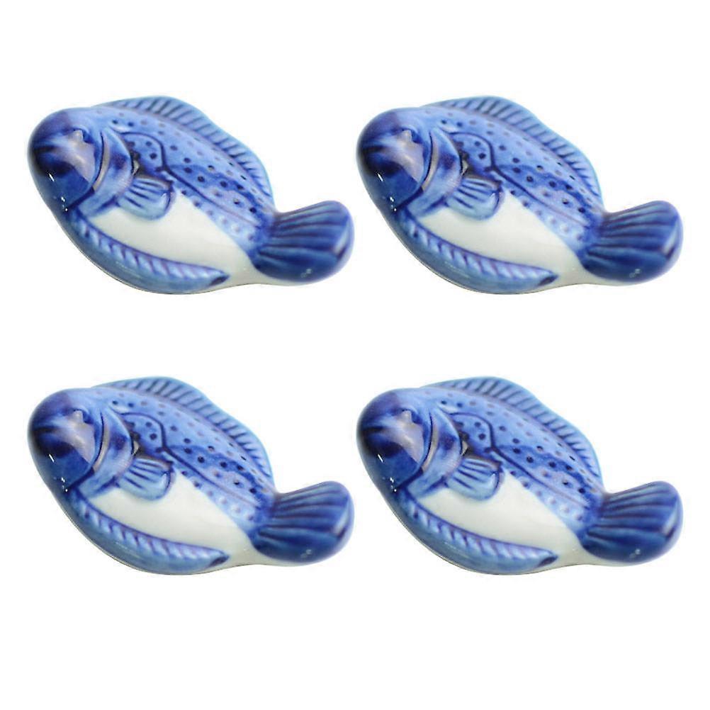 Ceramic Fish Shaped Chopsticks Rest Set of 4, Elegant Cutlery Holder for Dining Table, Smooth Surface for Chopsticks and Utensils Organization, Ideal