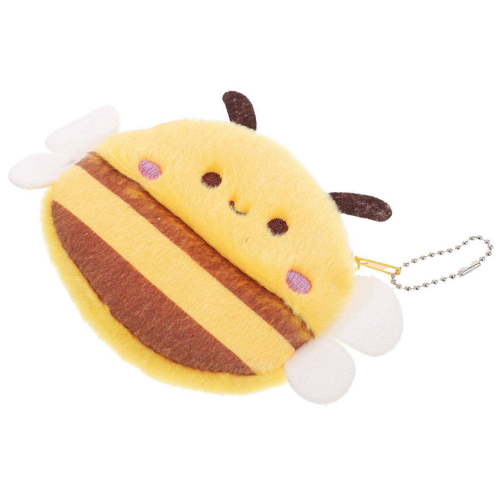 Mini Backpack Keychain Plush Purse for Kids Daily Use Yellow 1Set