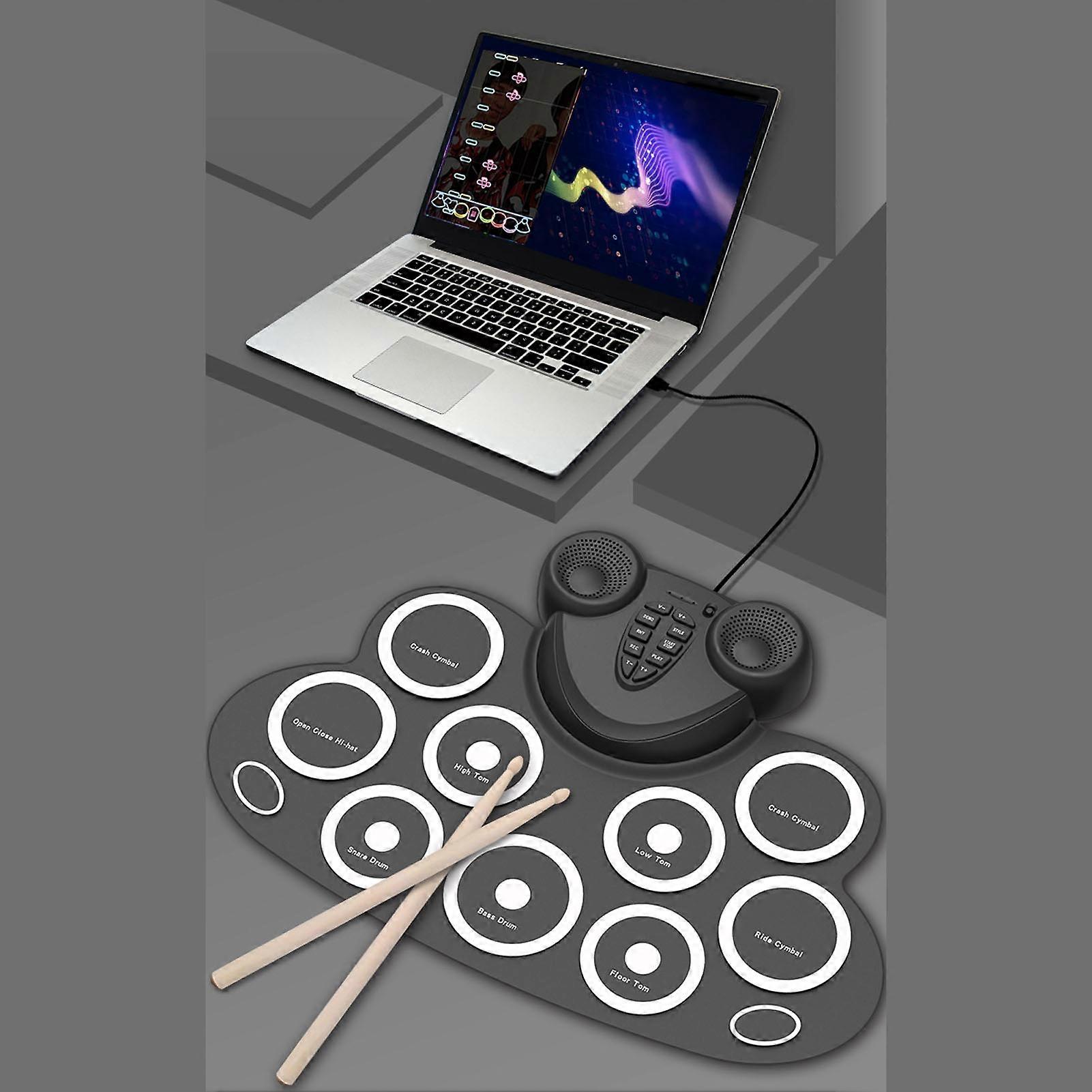 Roll Up Drum Kit Kids Electronic Rechargeable Portable Complete Set for Beginner 