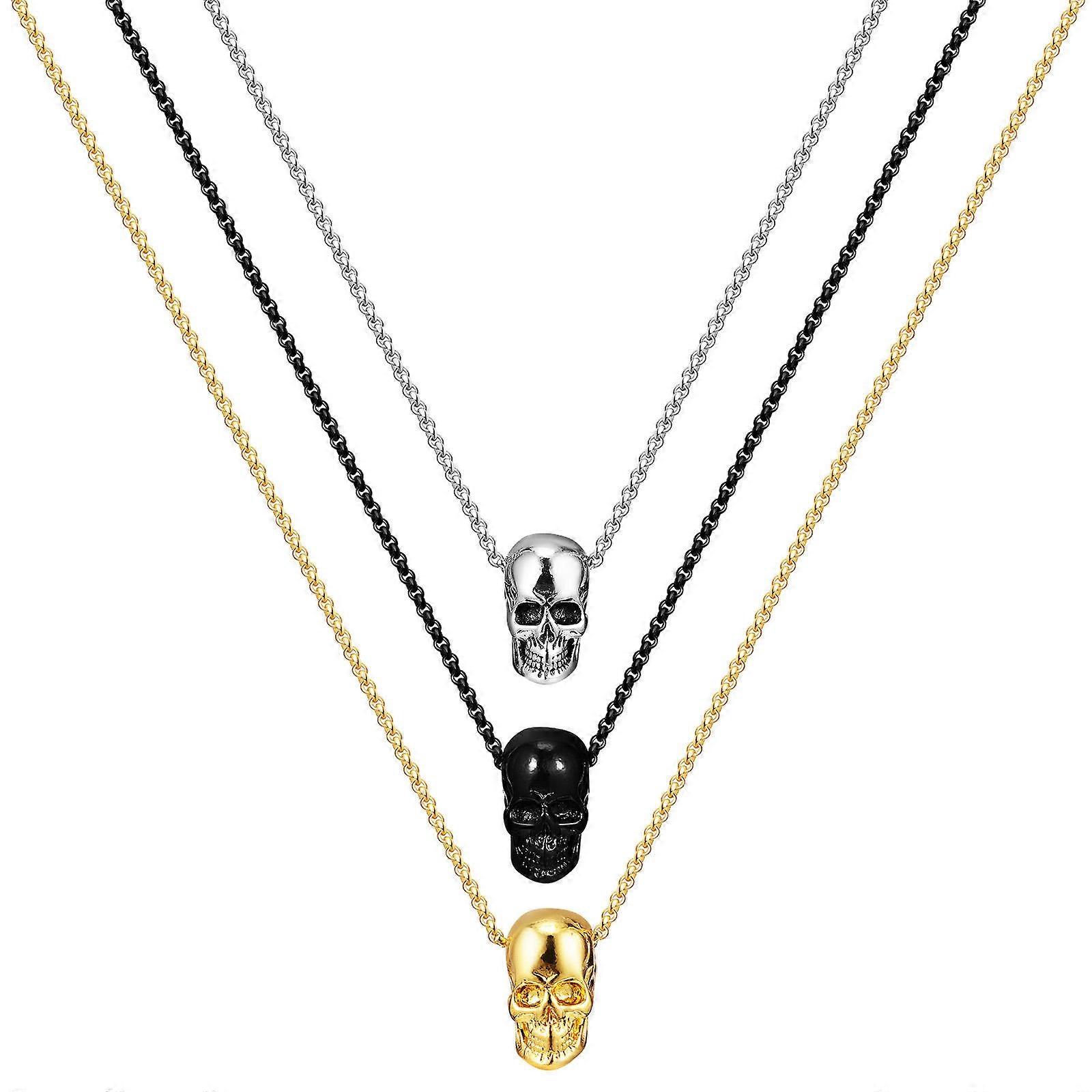 مجوهرات للرجال سلاسل الجمجمة القوطية الفولاذ المقاوم للصدأ ليلة خارج 3 قطع