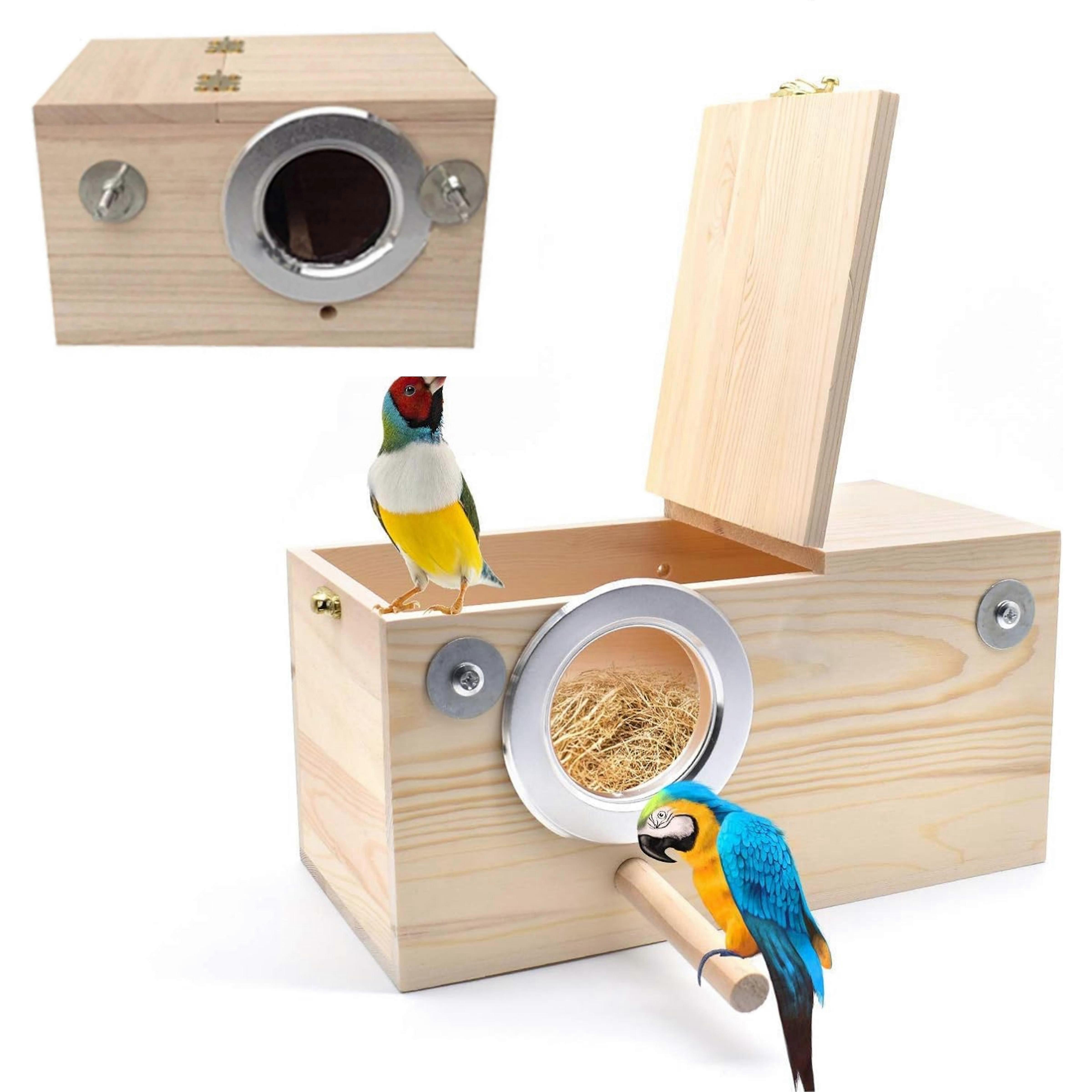 鳥の巣の家給水器フィーダー3サイズインコ用ウッドオウムセキセイインコ恋人巣箱と止まり木