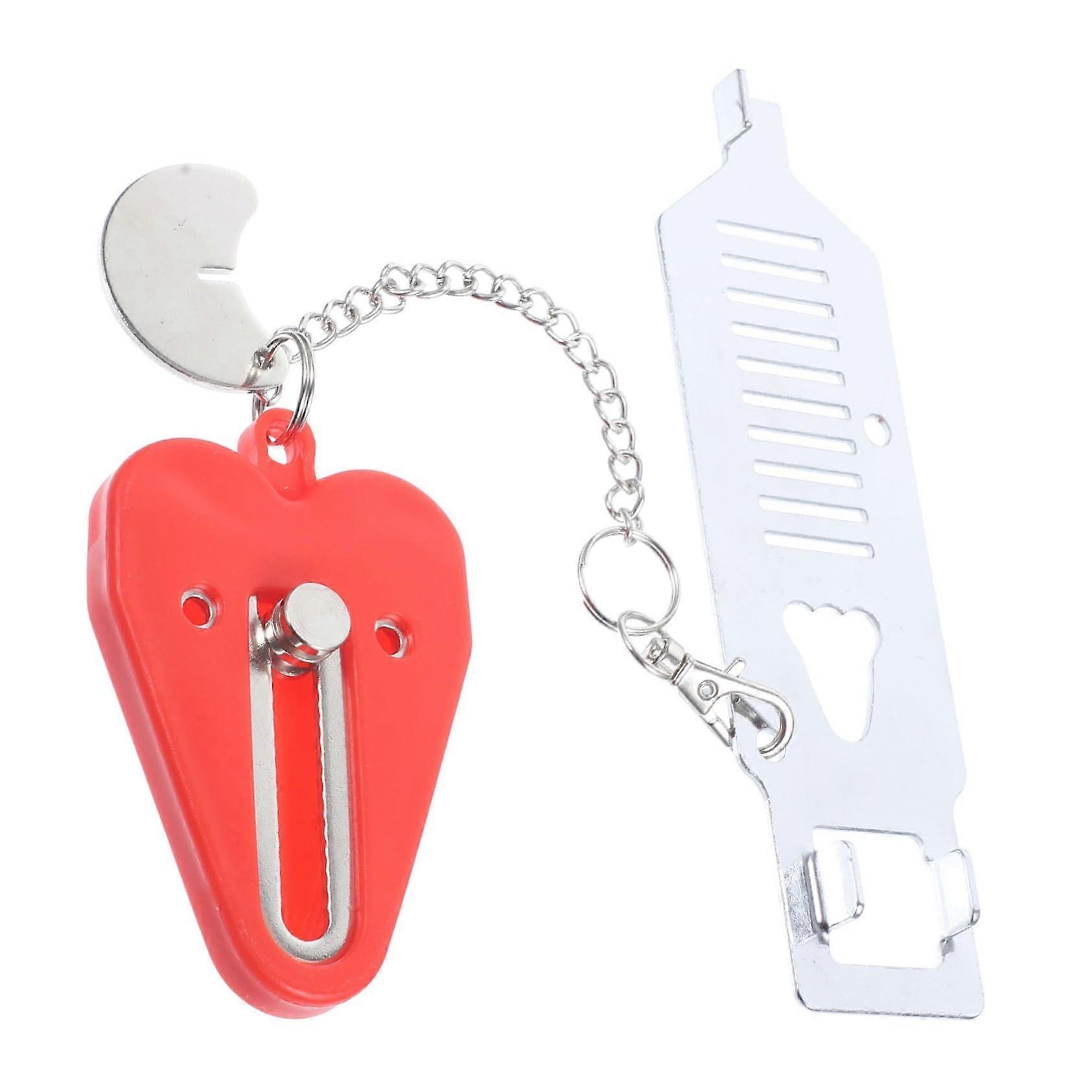 Portable Anti-Theft Door Lock with Key for Travel - Red Travel Lock for Hotel Room Door, Secure Locker Protection