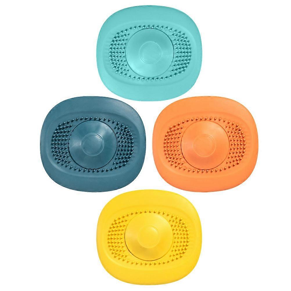 Silicone Sink Drain Cover Stopper Set for Kitchen Bathroom Odor Prevention Easy Install Elastic Yellow Orange 4PCS