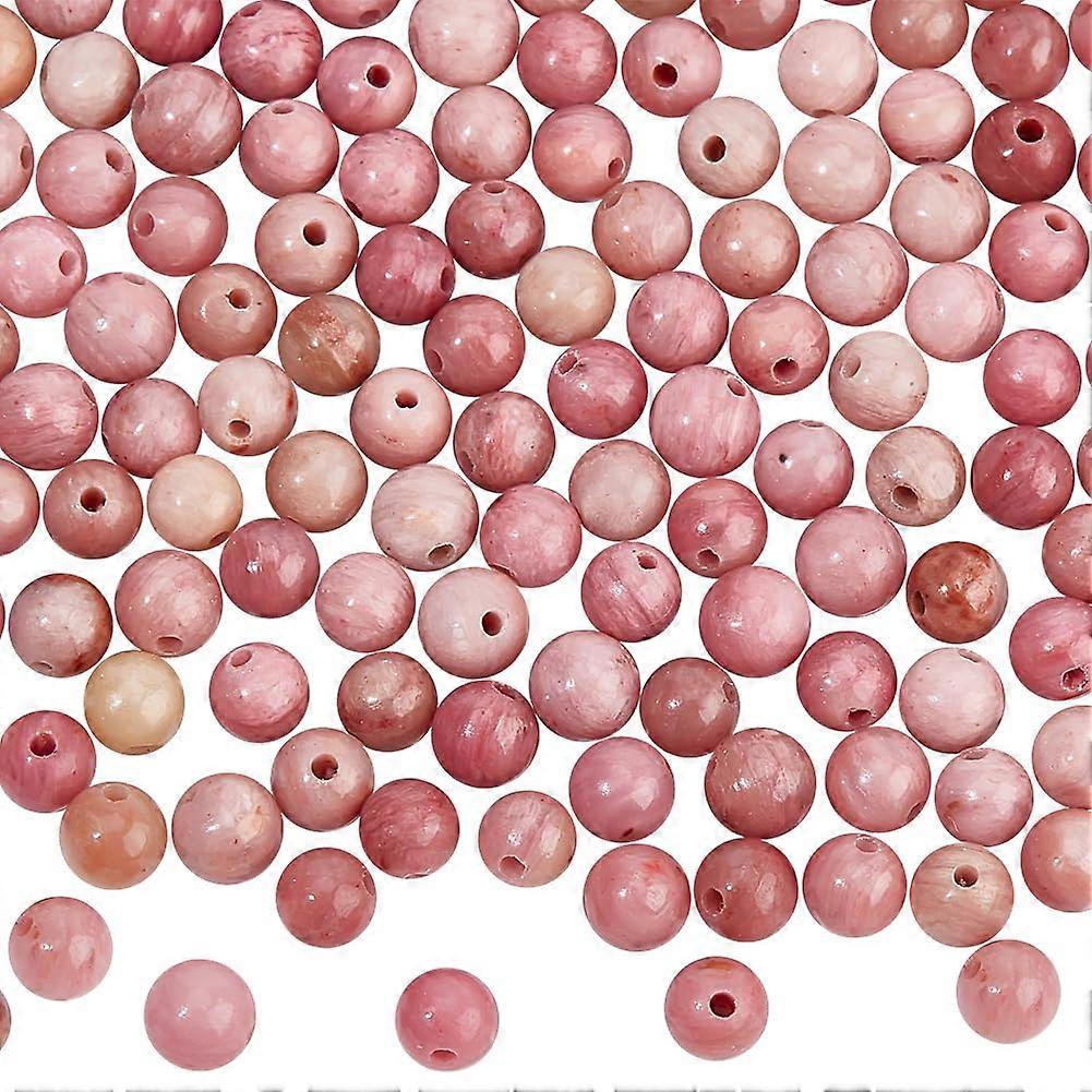 Natural Rhodonite Beads 4mm Round Smooth Pink Gemstone Beads Pack of 172 for Jewelry Making and Crafts