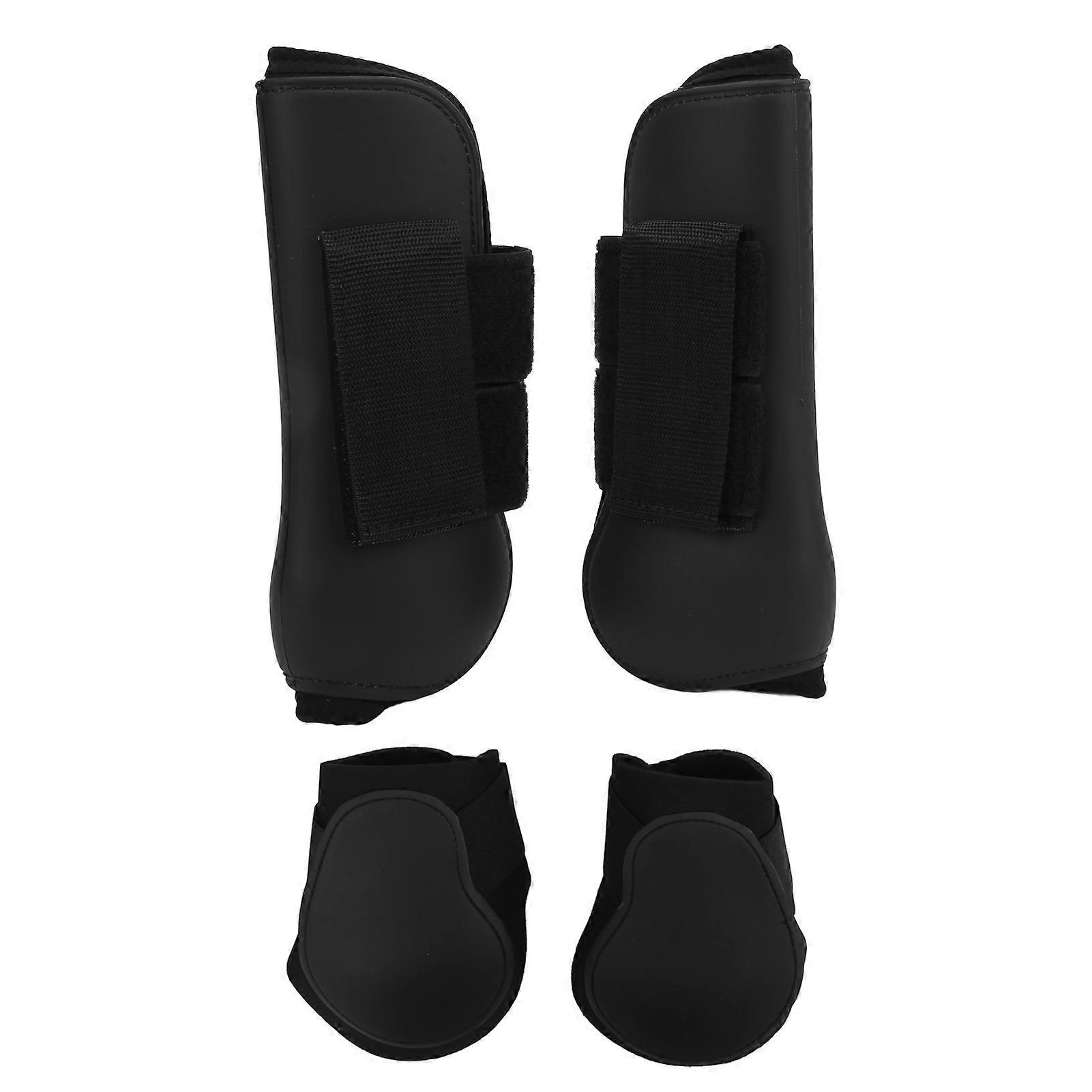 4Pcs Horse Leg Boots Front and Rear Leg Boots PU Horse Tendon Brace Guard with Cushioning Inner PadBlack Set M