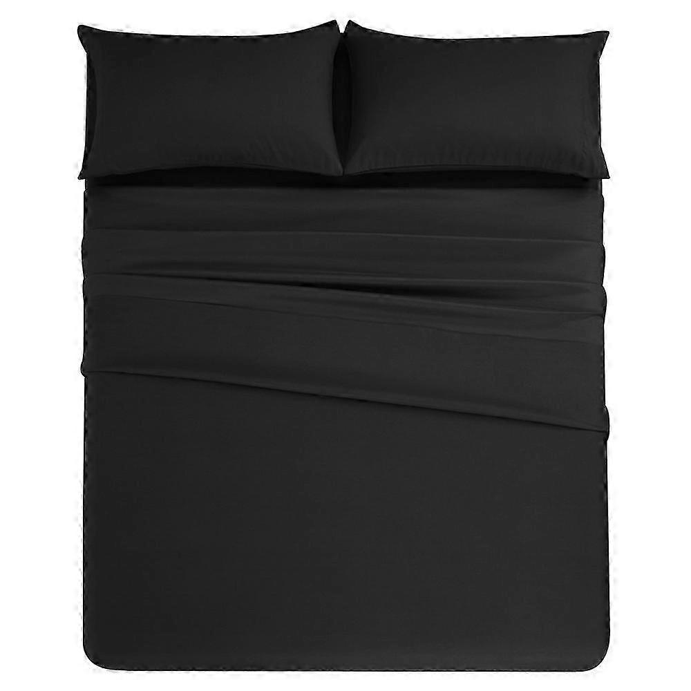 4-Piece Queen Size Bed Flat Sheet and Pillowcase Set