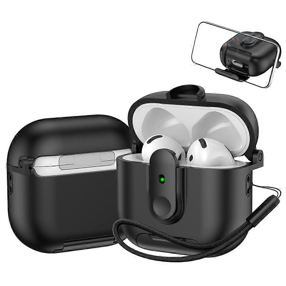 Compatible For Apple AirPods 4 Protective Case Switch Lock Earbuds Cover with Stand and Lanyard