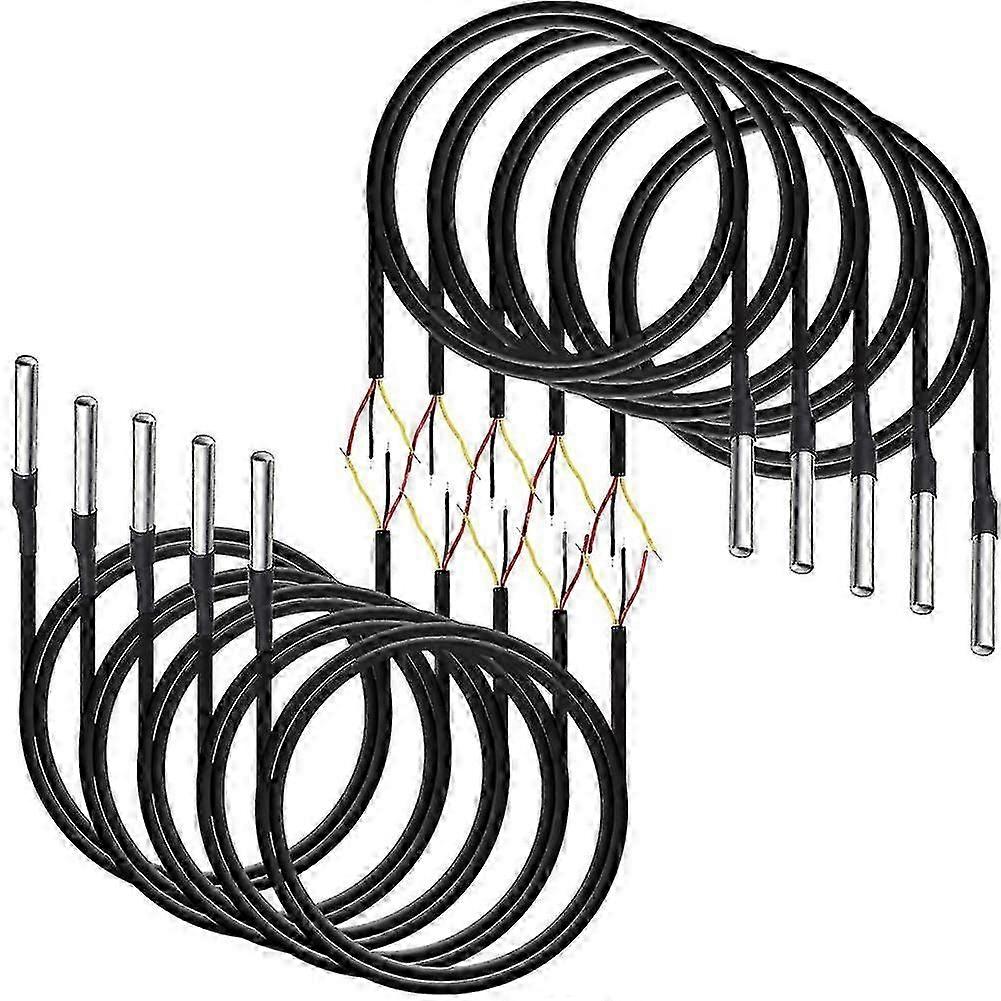 10pcs Waterproof Ds18b20 Temperature Sensor, Digital Temperature Thermal Cable Temperature (-55- +