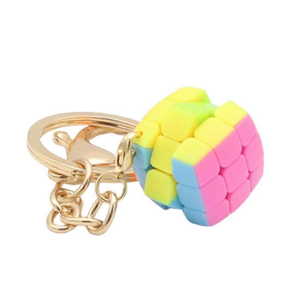 Mini 3x3 Magic Cube Keychain 3x3 Mini Stickerless Magic Cube Creative Key Ring Decoration Multicolored