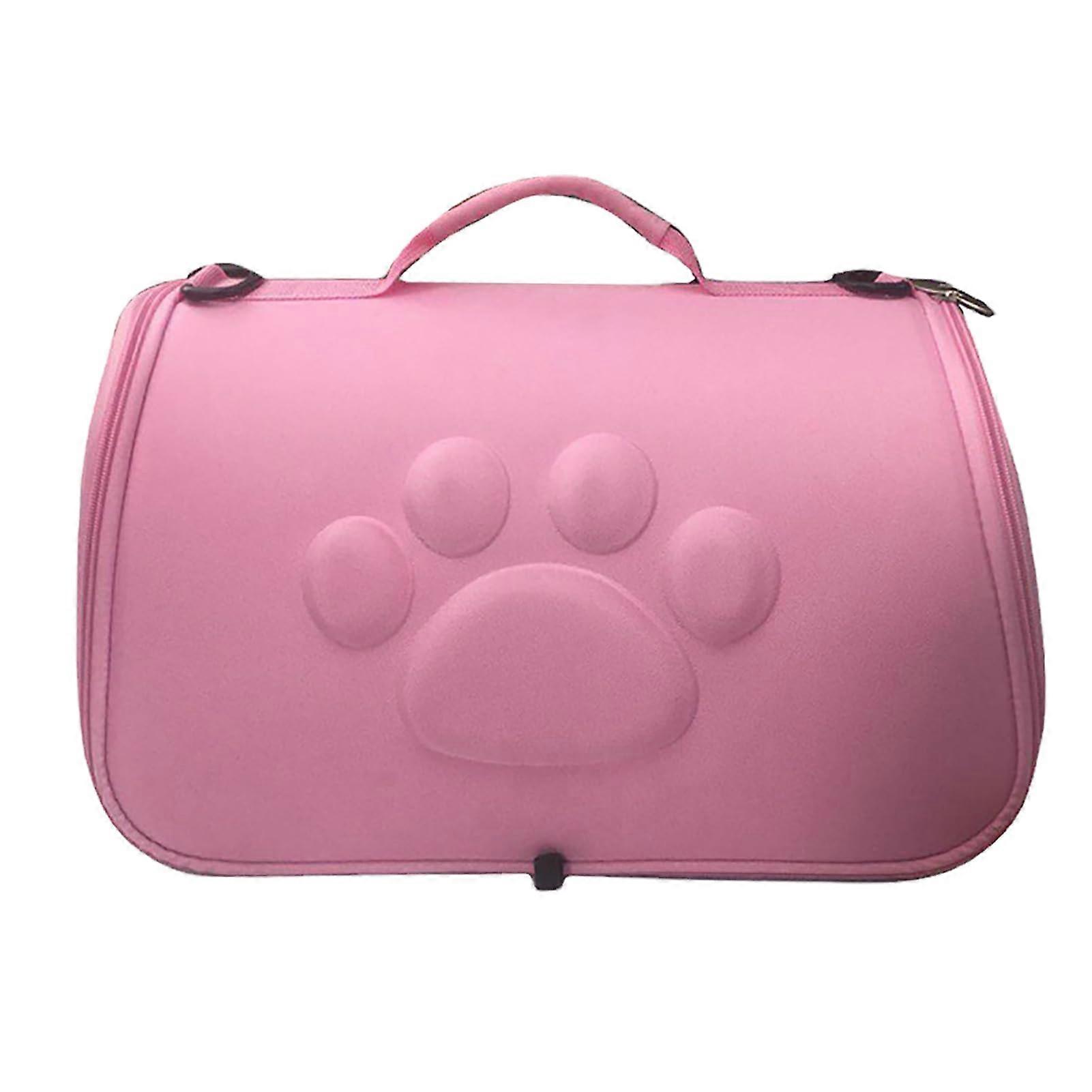 Lightweight pet carrier, breathable EVA material, spacious interior, comfortable shoulder strap, foldable design for dogs and cats