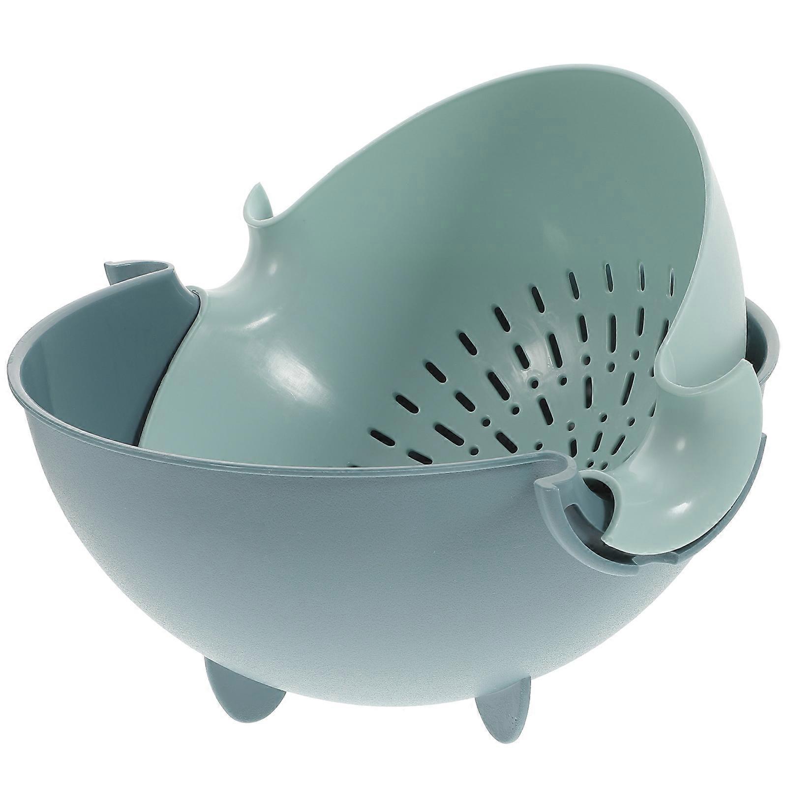 Multi-Functional Drain Basket Double-Layer Kitchen Washing Draining Basket Round Shape Green 1Set