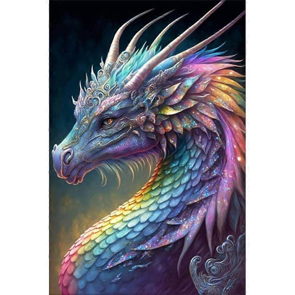 Rainbow Dragon Scale Diamond Painting 5D DIY Full Round Drill Part AB Color Rainbow Scales 45x65cm