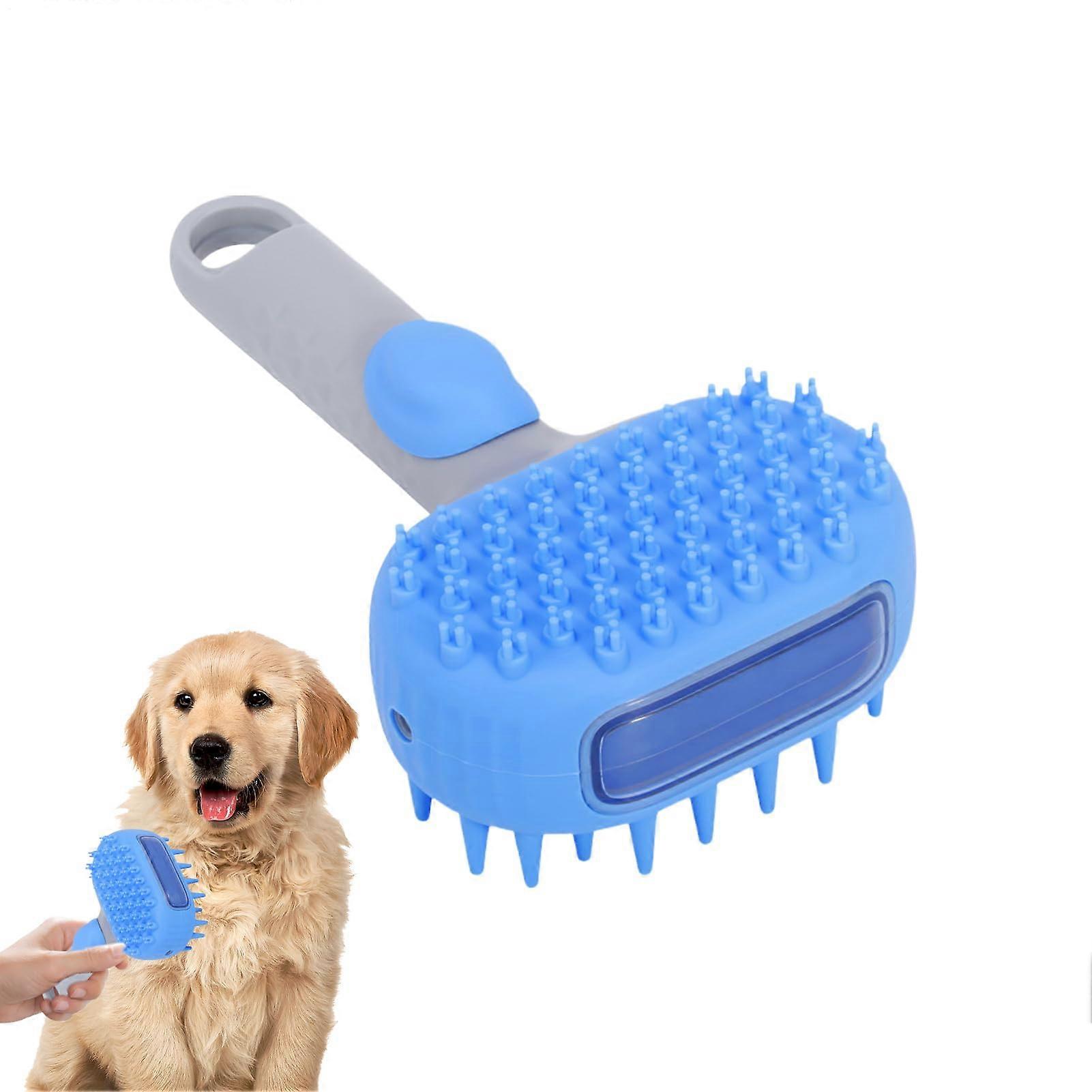 Pet Steam Brush, Dual-Sided Dematting Tool for Dogs and Cats, Deep Cleaning for Short and Long Hair, Blue