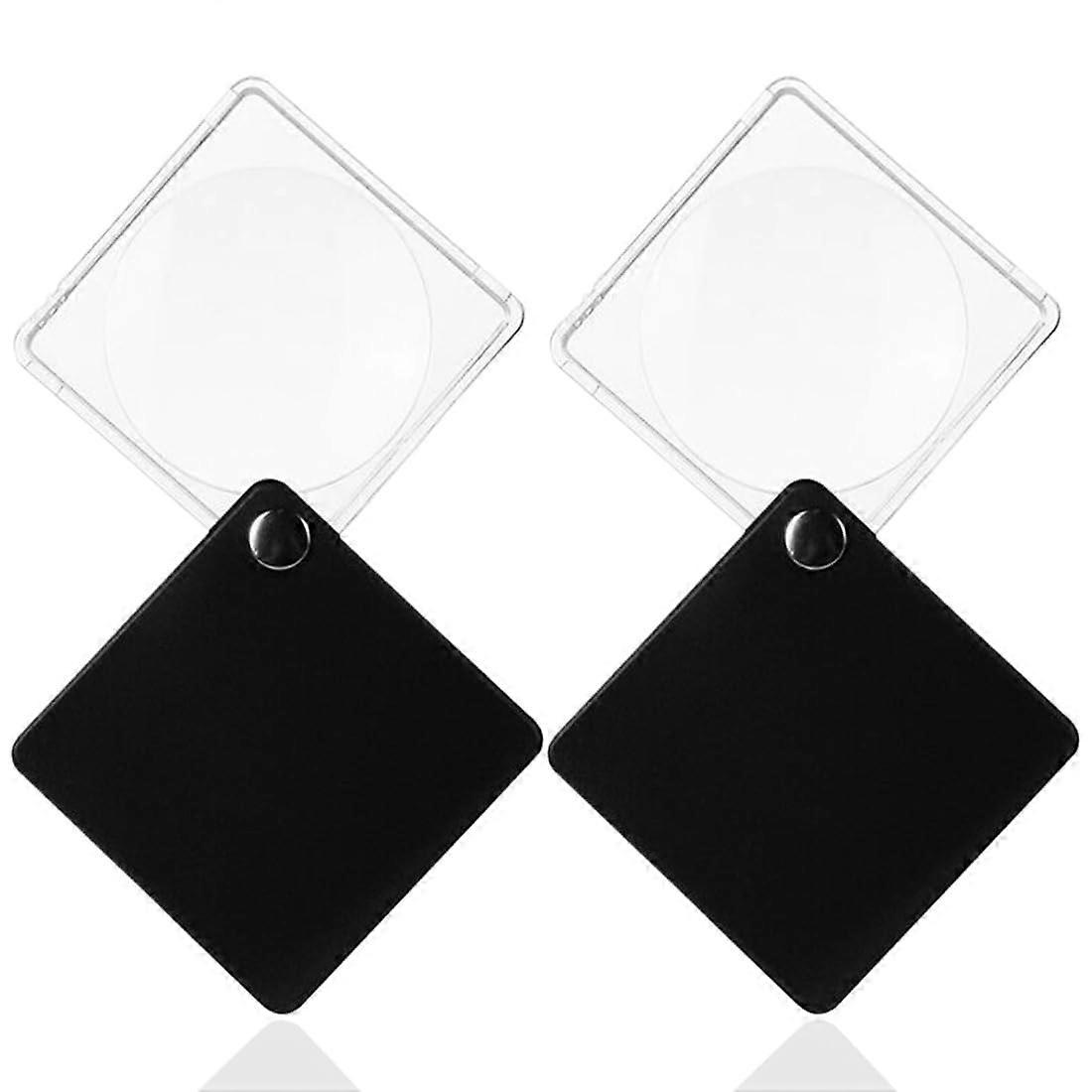 Folding Magnifier Pack of 2, 56mm Handheld Portable Magnifiers for Seniors, Kids, Reading Coins, Stamps, Books