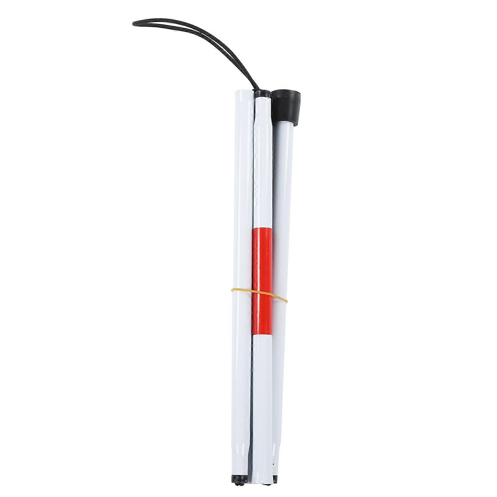 Foldable Cane Collapsible Reflective White and Red Walking Stick for Blind Visual Impaired