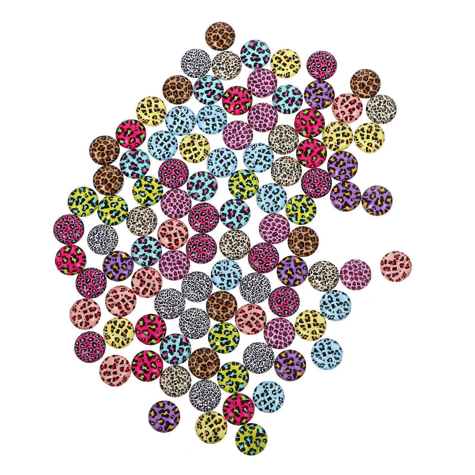Leopard Pattern Decorative Glass Patches 100pcs Flatback Cabochons for Jewelry Making, DIY Crafts, Necklaces, Bracelets & Shoe Decoration