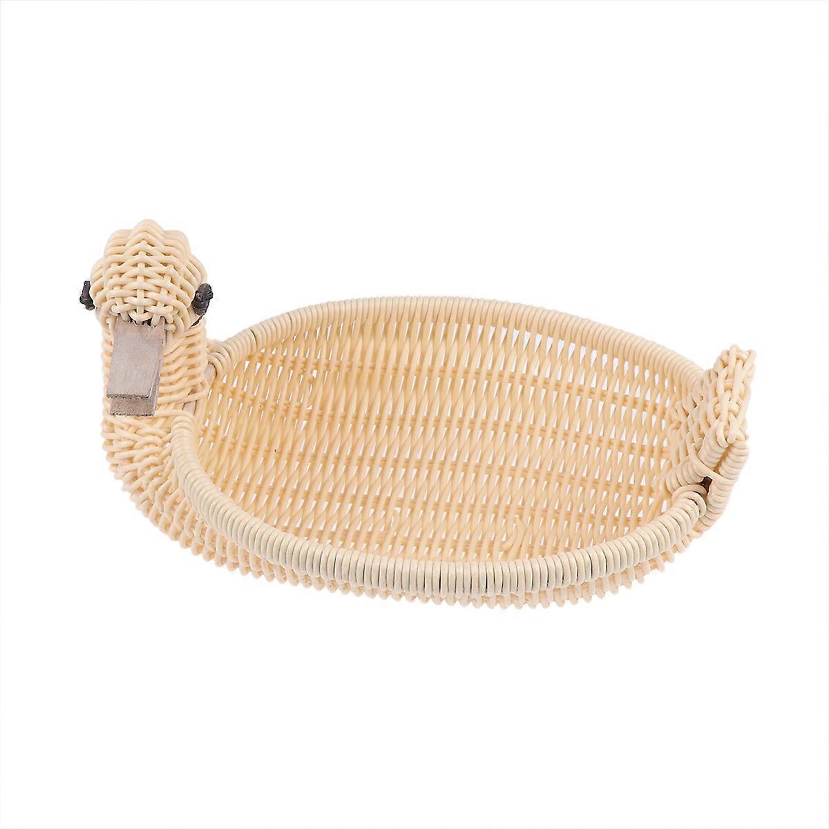 Duck Fruit Basket PP Rattan For Home Use Medium Yellow 1Set
