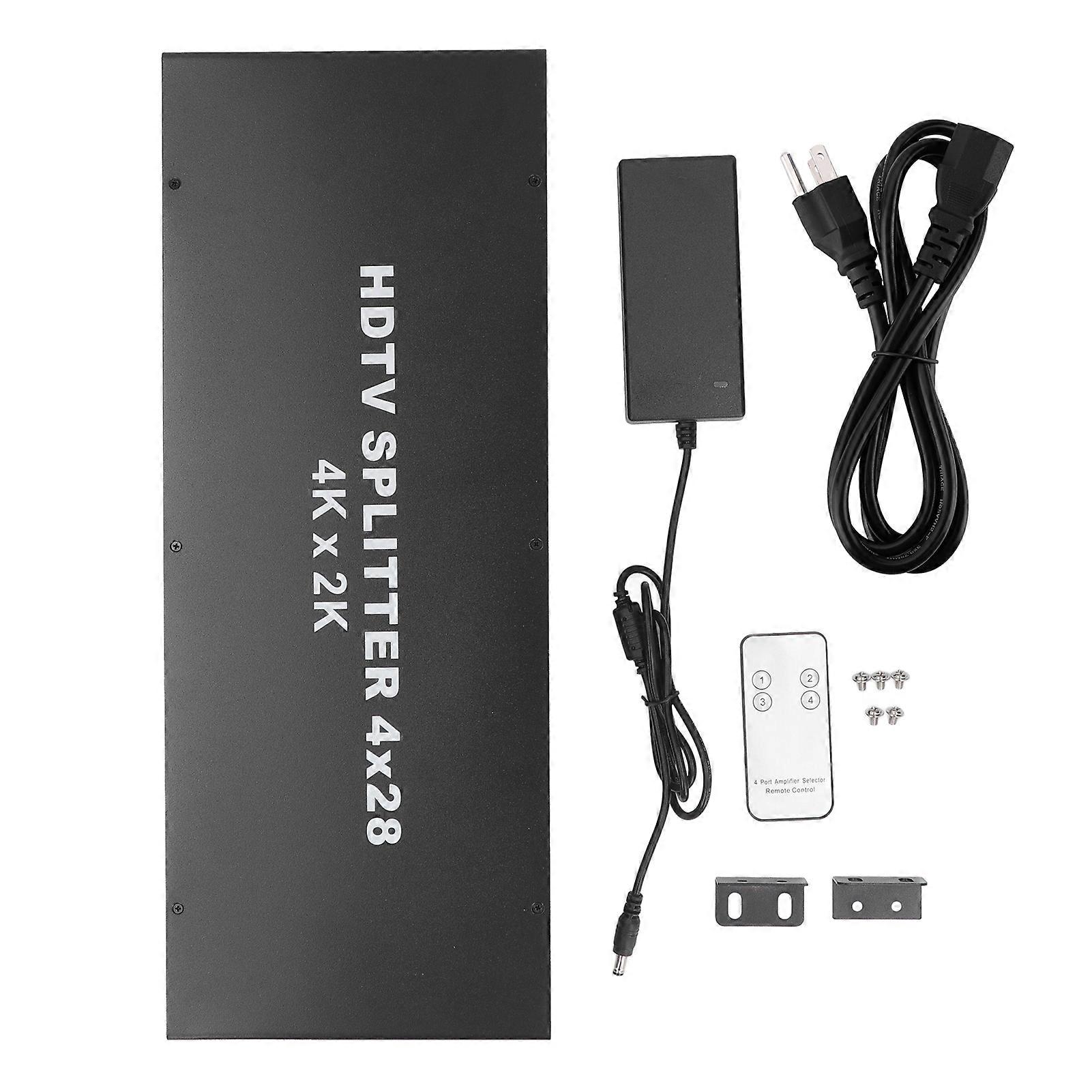 4K HD Multimedia Interface Splitter 4 In 28 Out with Remote for PCs & Consoles