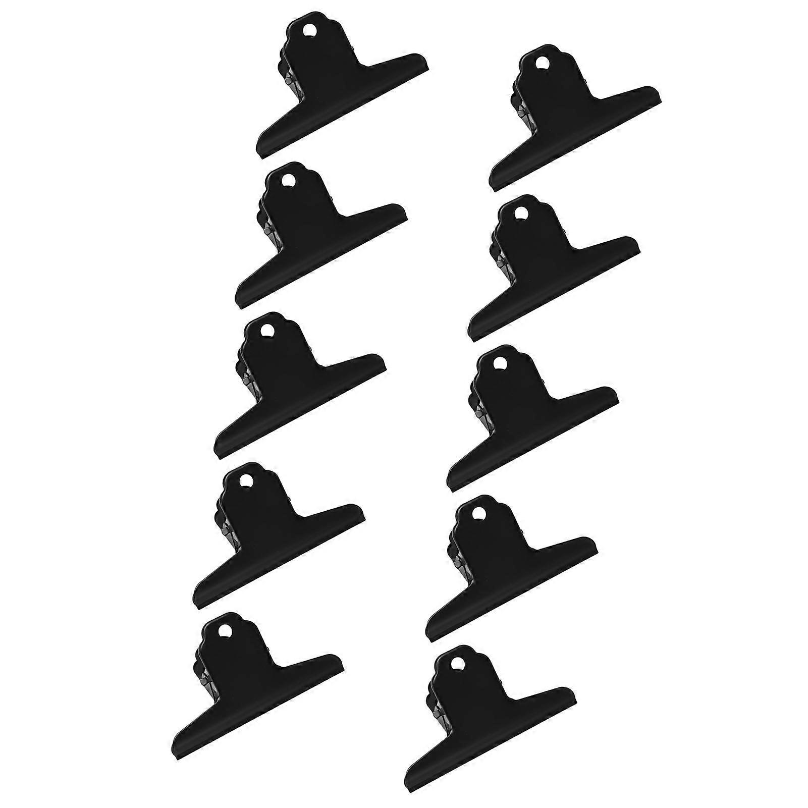 10Pcs Hinge Clips Large Metal Hinge Binder Clips for Paper Document Note Sorting and Organizing Black