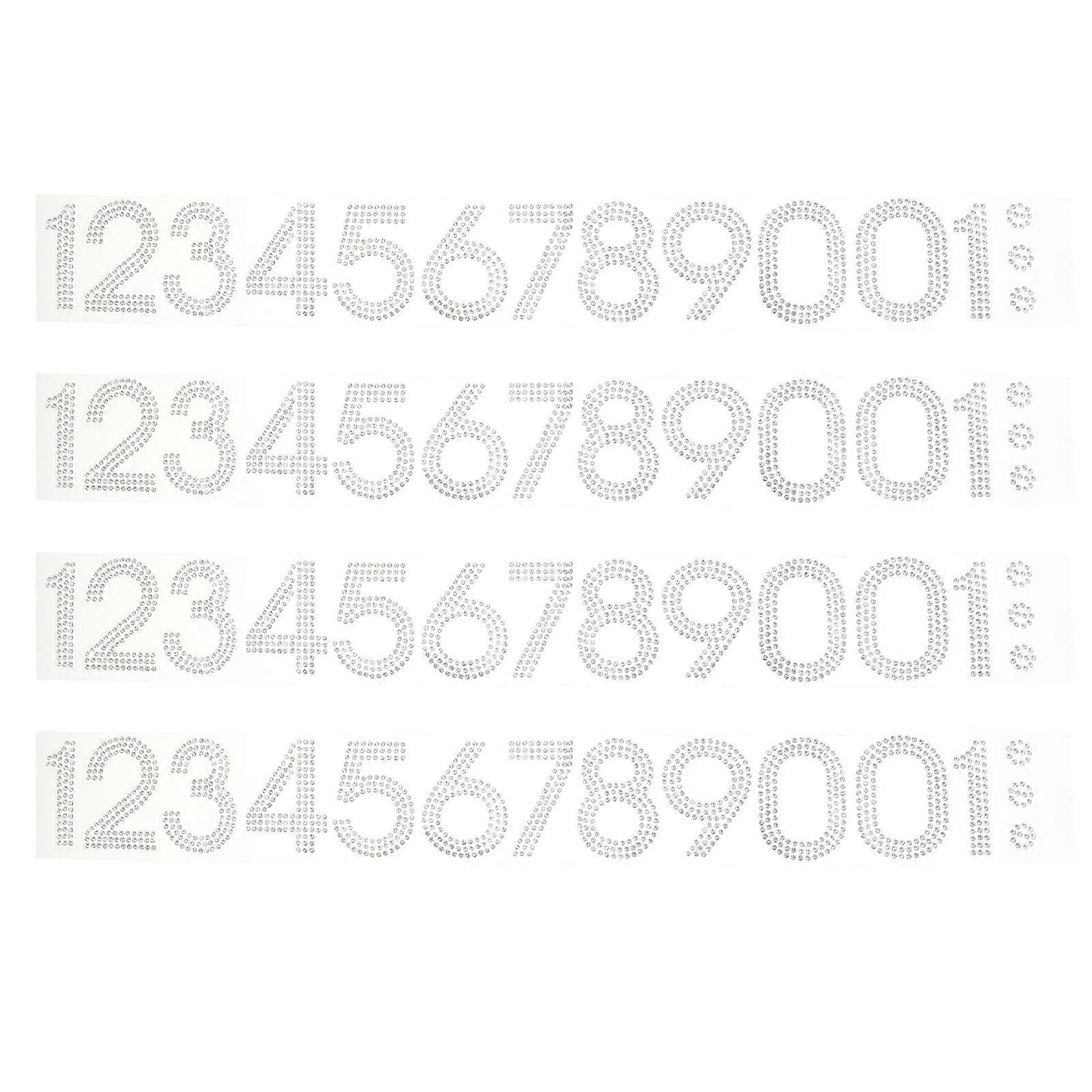 White Rhinestone Number Patches for Decor Iron On or Design Adds Color to Clothes