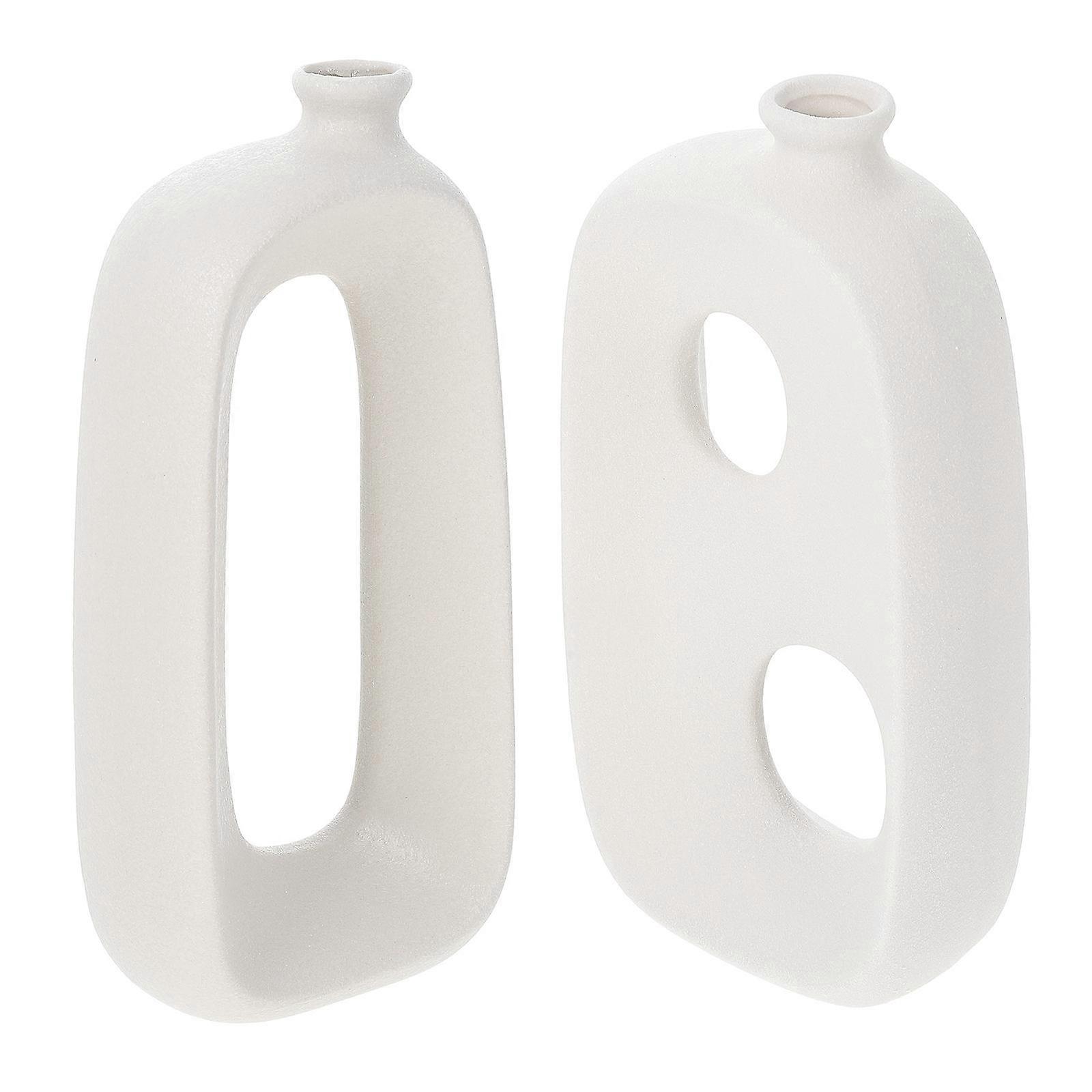 Ceramic Special-Shaped Vase Decorative Art Vases for Decor 2Pcs White